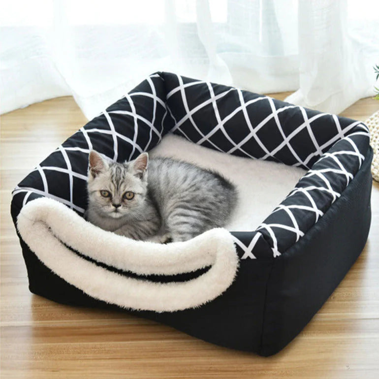 Cesto per gatti reversibile - Morbida cuccia per gatti e cesto portaoggetti in uno
