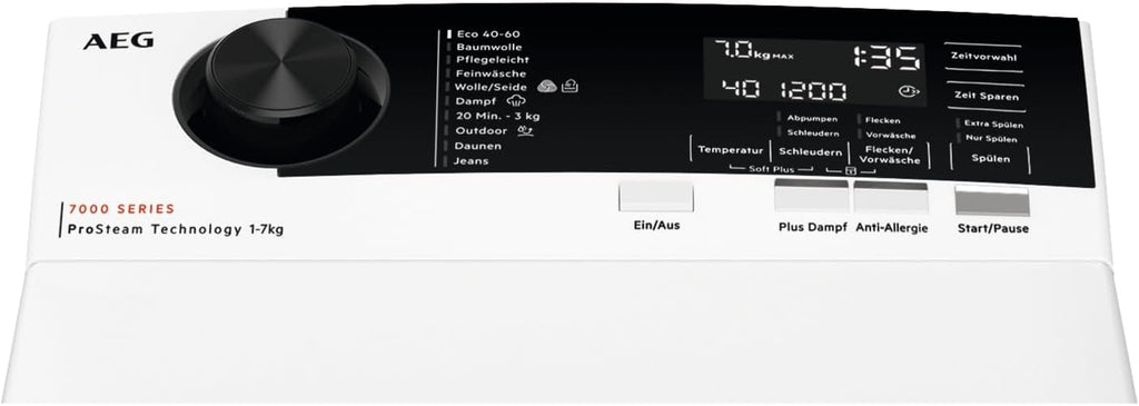 AEG LTR7A71370 Lavatrice Carica dall'alto / Serie 7000 con ProSteam / ProSteam - Funzione Refresh / 7,0 kg / Silenziosa / Controllo automatico del carico / Funzione Aggiungi indumento / Stop Acqua / 1300 giri/min