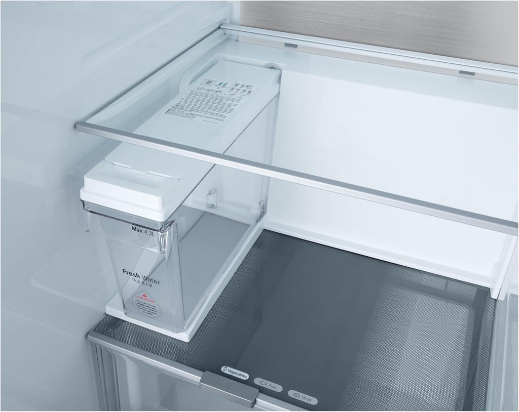 LG GSGV81PYLL Frigorifero Side by Side, Classe E, 635 L, Instaview, Frigorifero con congelatore, Dispenser ghiaccio, ghiaccio tritato, acqua, Total NoFrost, Smart Inverter Compressor, Wi-Fi
