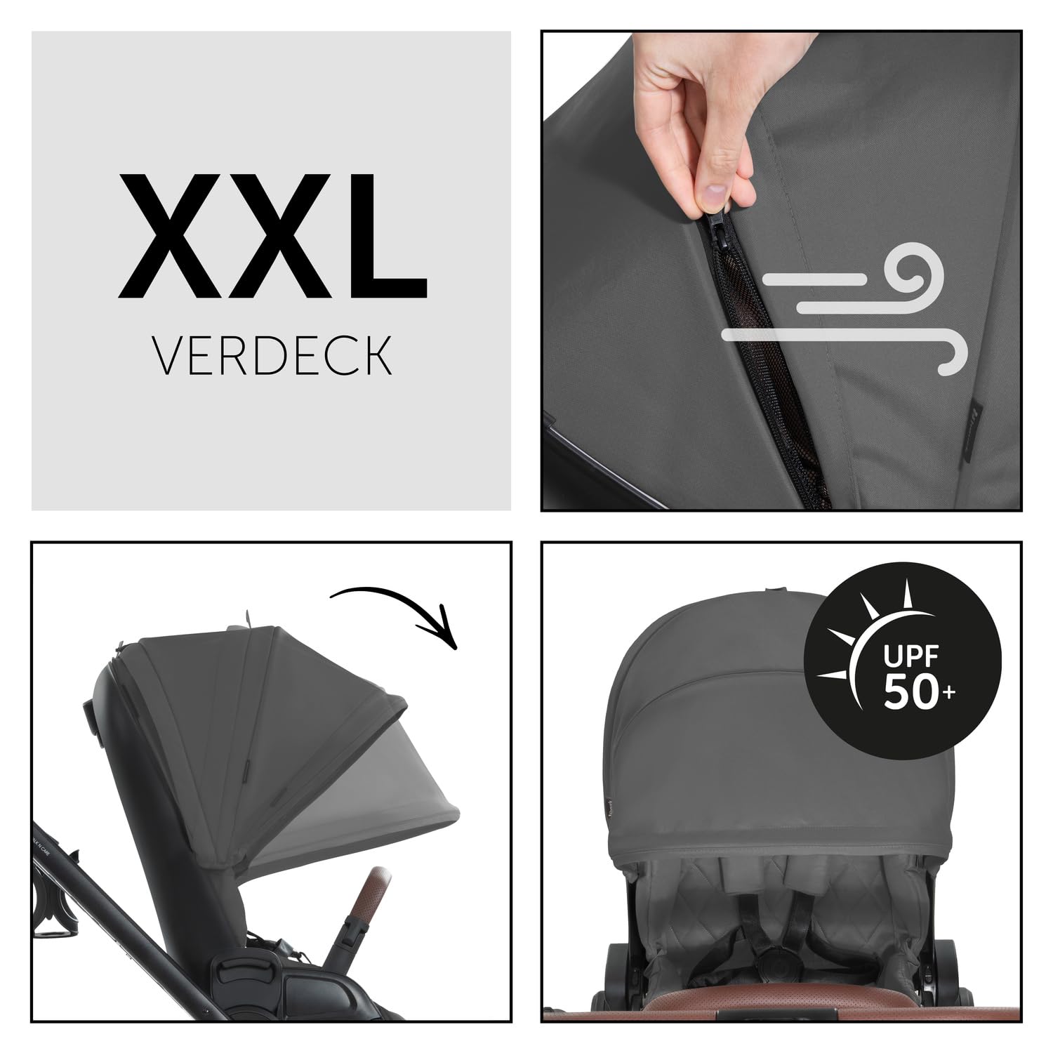 hauck Kinderwagen mit Beindecke Walk N Care ab Geburt bis 22 kg mit Liegefunktion, Becherhalter, Sitz Wendbar & Höhenverstellbar, Gummireifen, Teleskopgriff, UPF 50+, Zusammenklappbar (Dark Navy Blue9