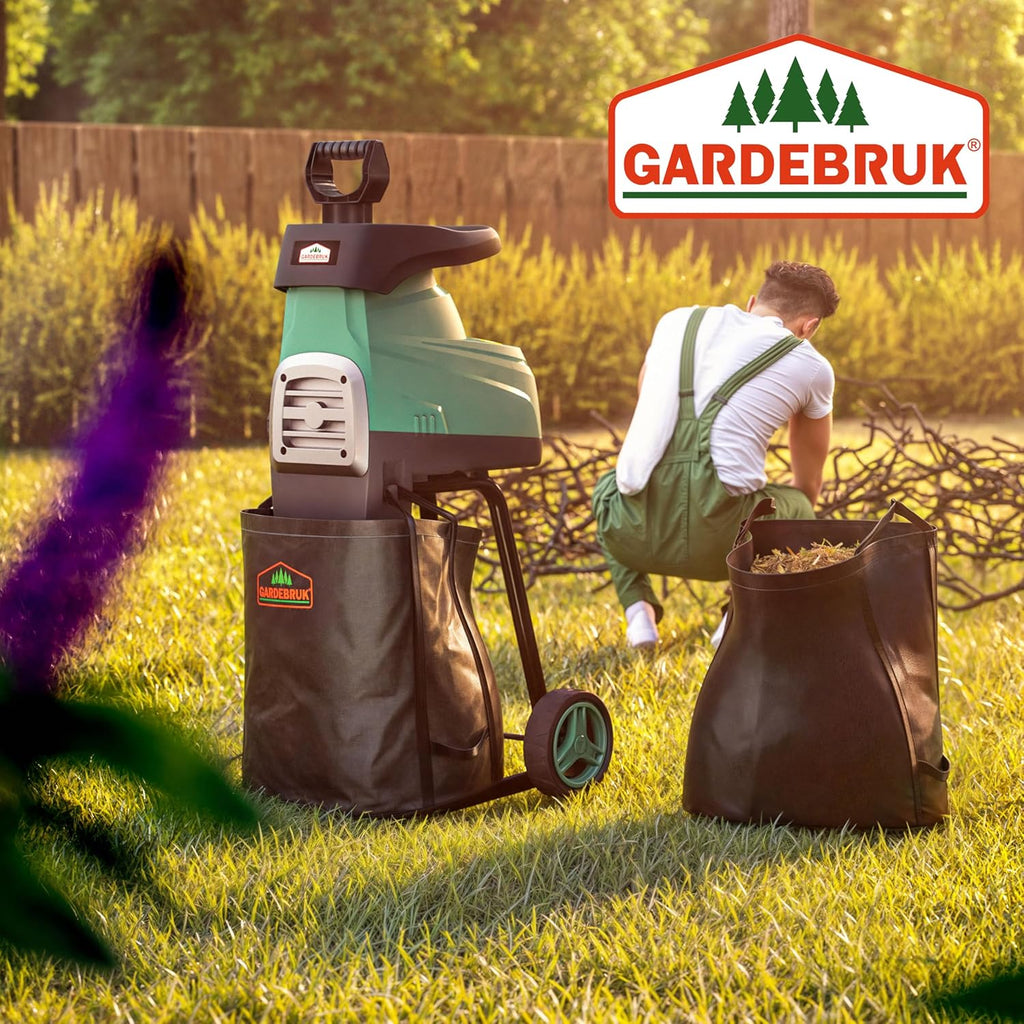 Gardebruk® Leisehäcksler 3100 W max. 44 mm Aststärke Elektrisch 2 x 60 L Auffangbeutel Gartenhäcksler Walzenhäcksler Schredder Häcksler
