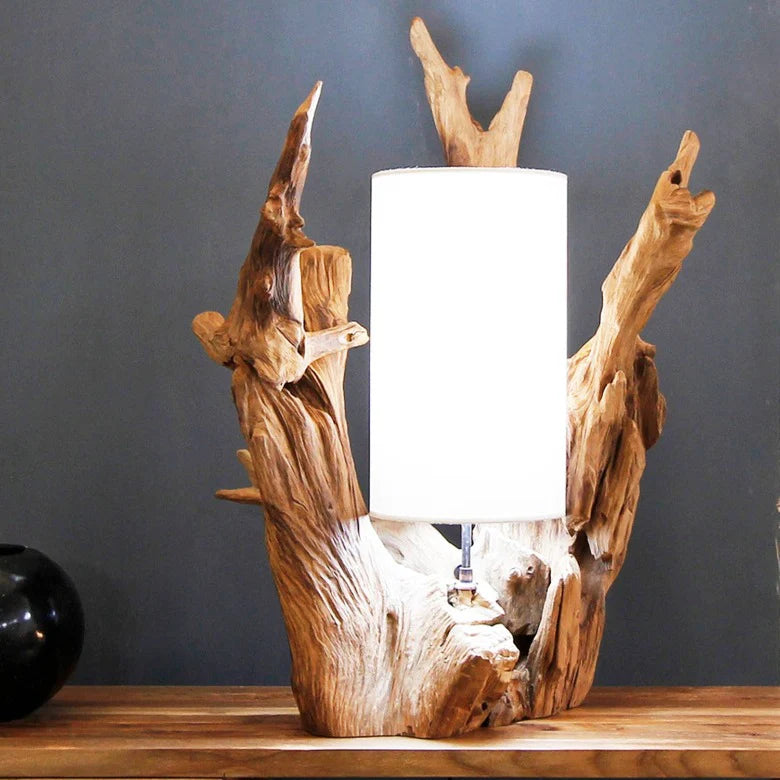Lampada da tavolo con radici BION altezza 70 cm | Paralume: Naturale