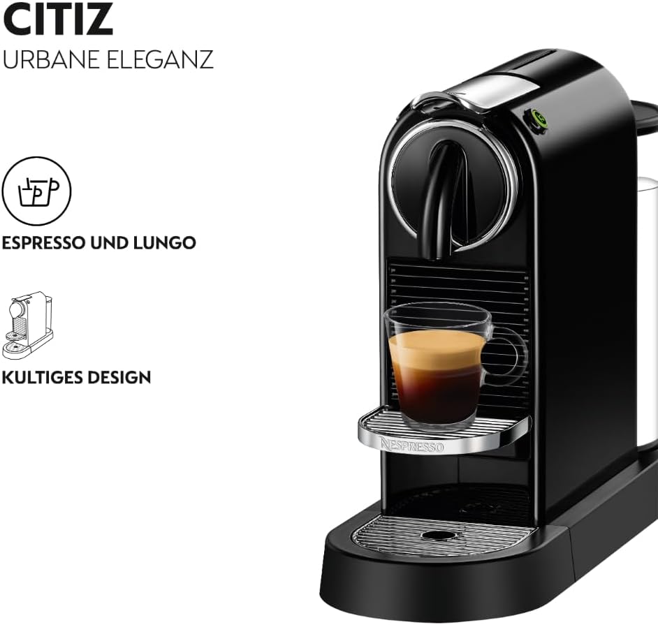Nespresso De'Longhi EN267.BAE Citiz Macchina da Caffè con Montalatte, Funzione di Risparmio Energetico, 1710W, 1 Litro, 37.2 x 21.8 x 27.7 cm, Nero