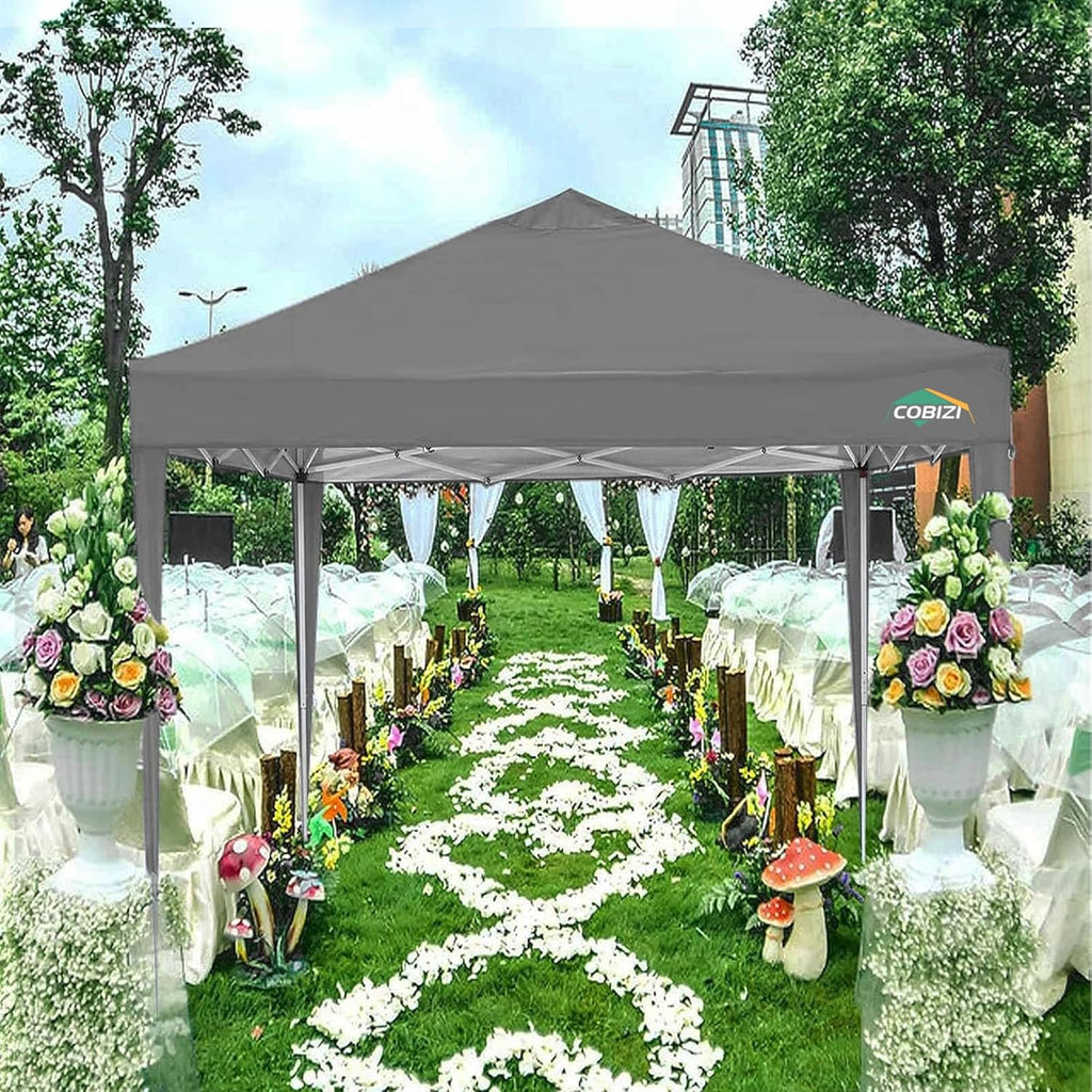 COBIZI Gazebo Pieghevole 3x6 Impermeabile Stabile con 6 Pareti Laterali, Tenda a Padiglione con Tetto a Punta, 3 Altezze Regolabili, Protezione UV, Borsa per Il Trasporto, Picchetti, Corde per Giardino, Matrimoni, Mercati, Eventi all'Aperto