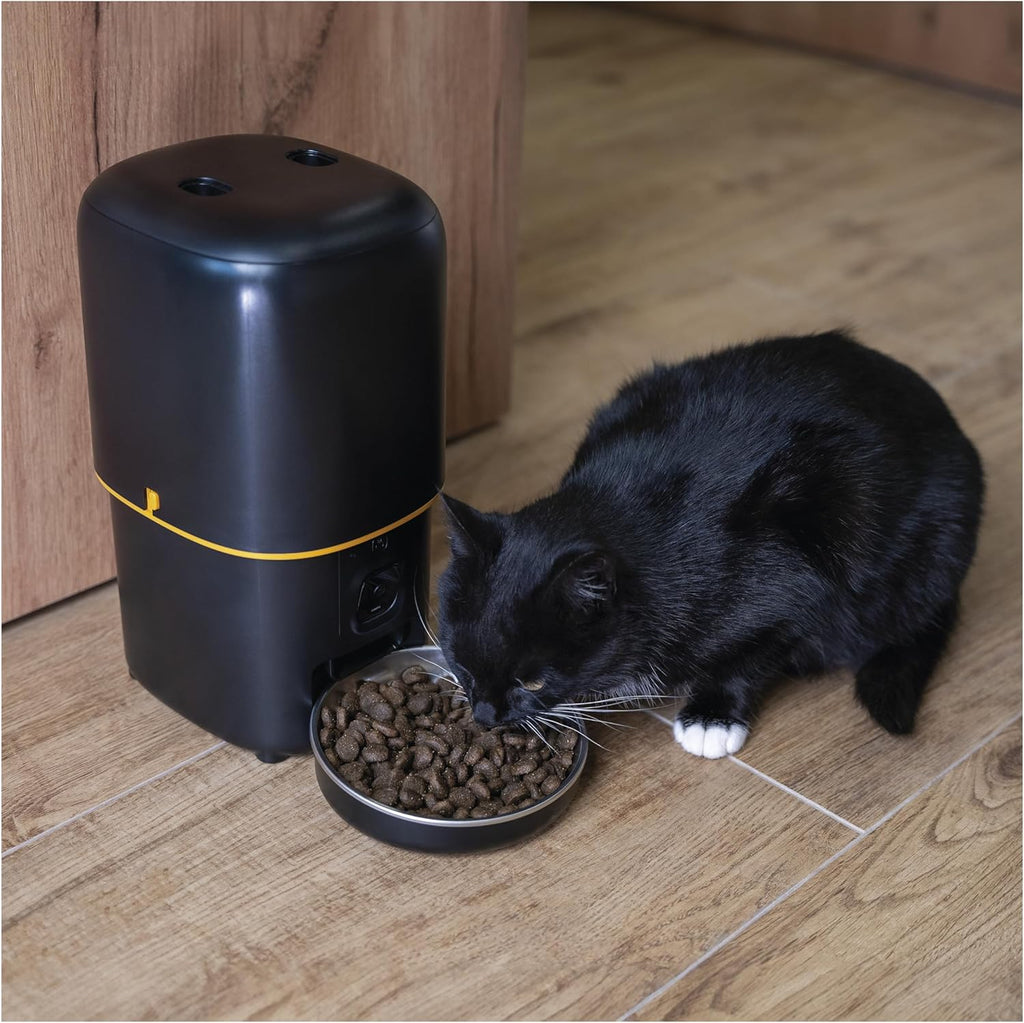 EMOS - GoSmart Futterautomat 6 l mit Kamera - WLAN Pet Care Futterspender mit App - Trockenfutter Automat für Katze & Hund mit Zeitplan, Sprachaufzeichnung, Dosierung 1–12 Mahlzeiten pro Tag - Schwarz