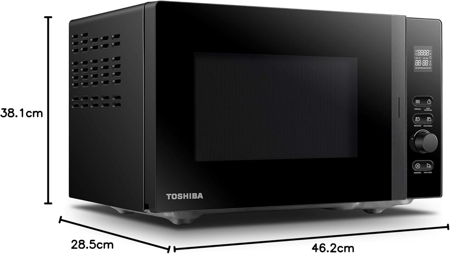 Toshiba MV-AM20T(BK) Microonde/Microonde Solo/ 20 L/ 800 W/ 5 Livelli di Potenza/ 12 Programmi Automatici/Interno in Smalto/Facile da Pulire/Funzione Scongelamento/Piatto Girevole in Vetro (24,5 cm)/Nero