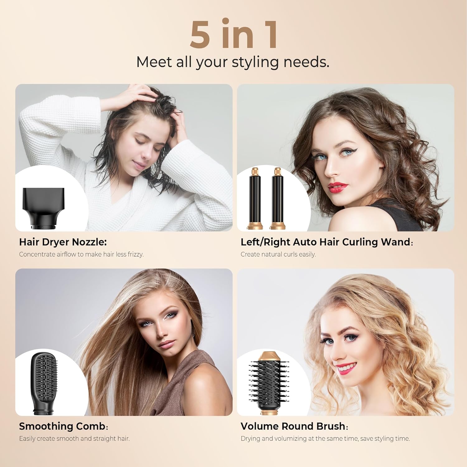 UKLISS 7 in 1 Pro Airstyler & Ionen Föhn [110,000RPM] High-speed Haartrockner Ionen Hair Dryer, mit Heißluft Lockenwickler Thermal Brush Haarglätterbürste Warmluftbürste Föhnbürste, 1200W/Blau