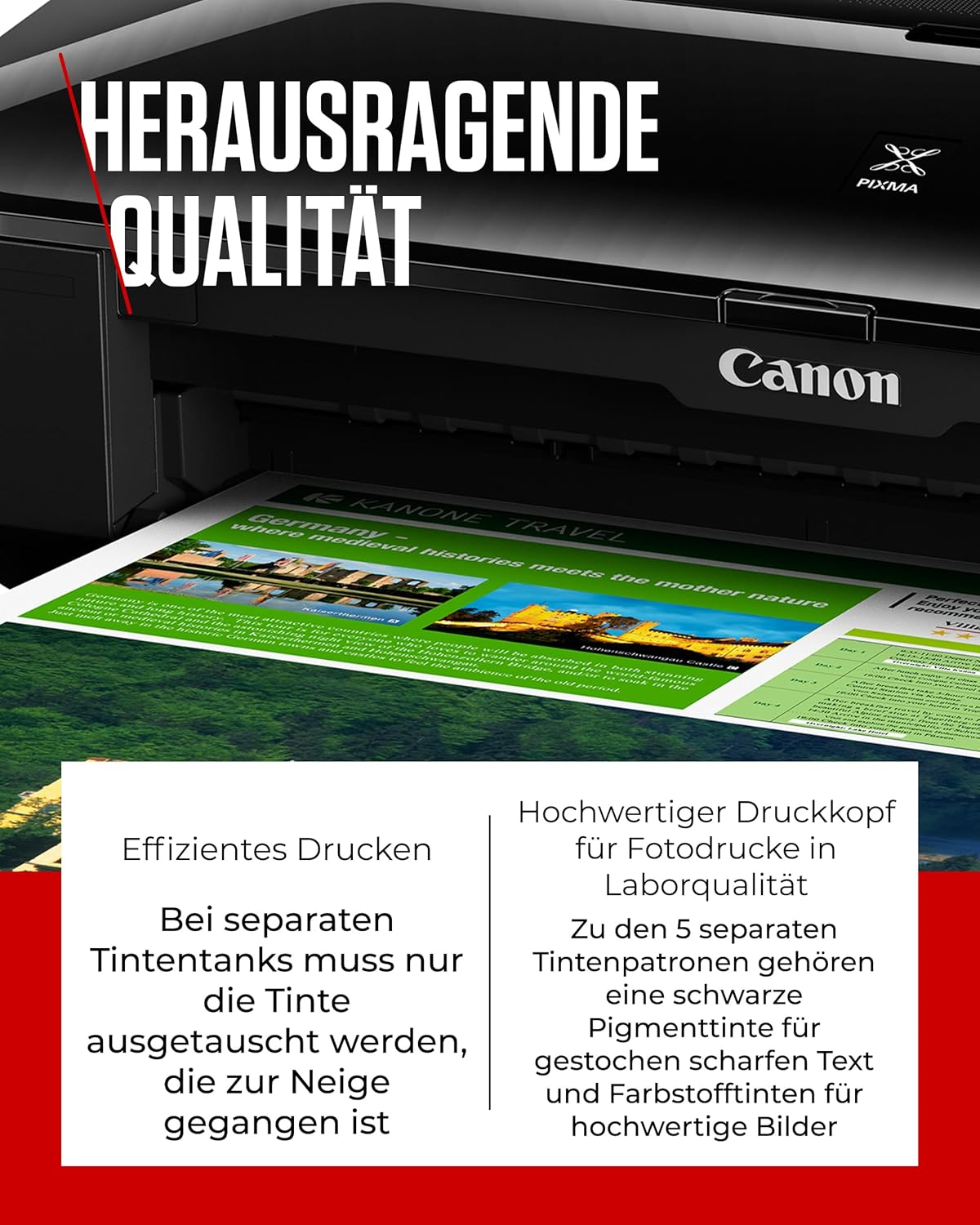 Canon PIXMA iX6850 Stampante Multifunzione a Getto d'Inchiostro a Colori A3+ (Stampante per Ufficio, Stampa Fotografica, Stampa Testo, 9.600 x 2.400 DPI, WiFi, WLAN, USB, 5 Inchiostri Separati, Stampa Diretta, App di Stampa) Nera
