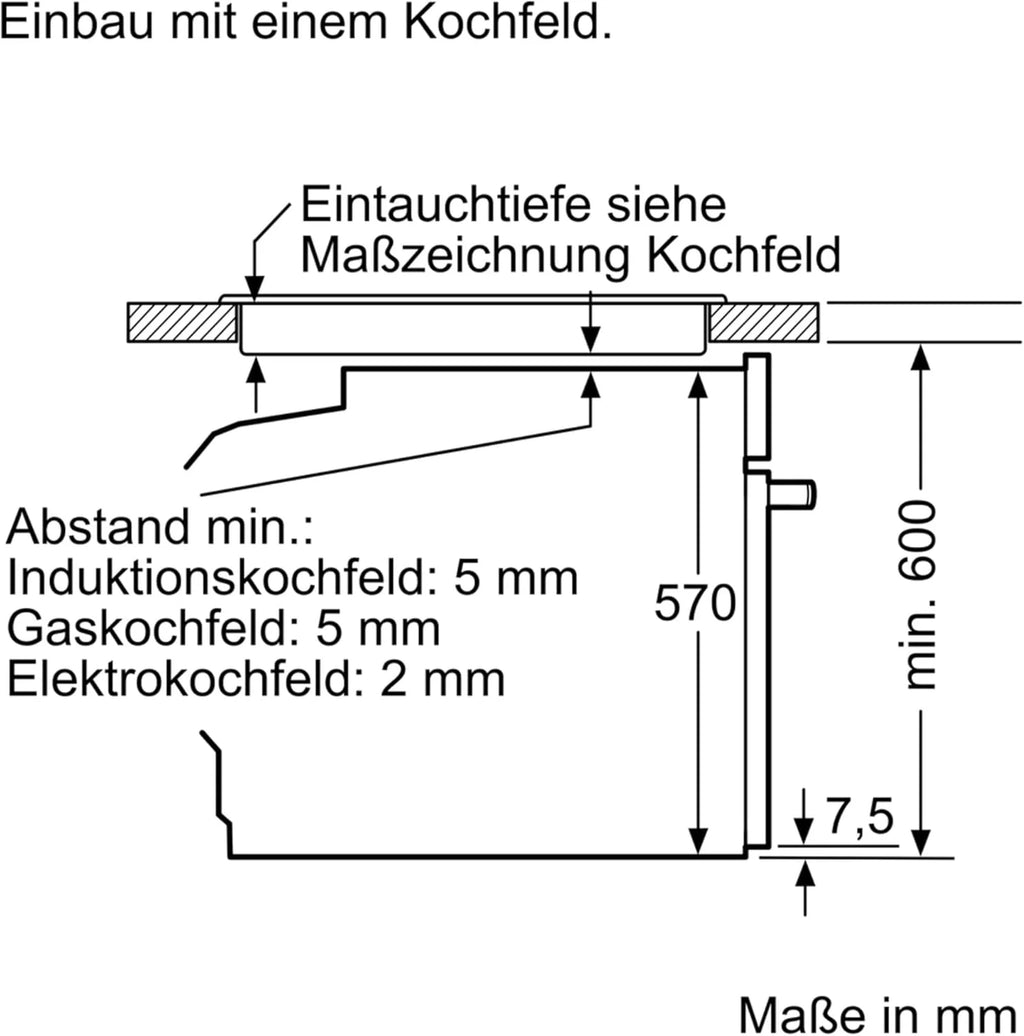 Siemens EQ211KAAB Einbau-Herd-Set iQ300, Integrierbare Herd-Kochfeld-Kombination 60 cm breit, Schnellaufheizung, granit Glanz Emaille, 3D Heißluft, Bräterzone, Schwarz