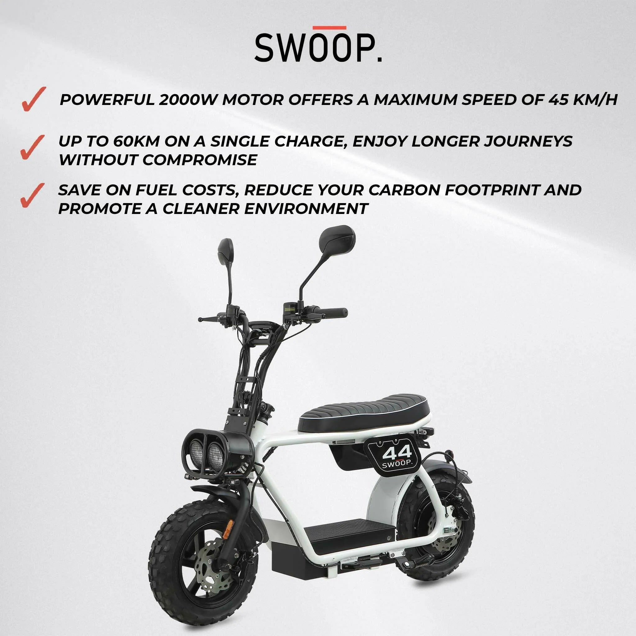 Swoop Elektro Moped Turbo 2000W Bianco