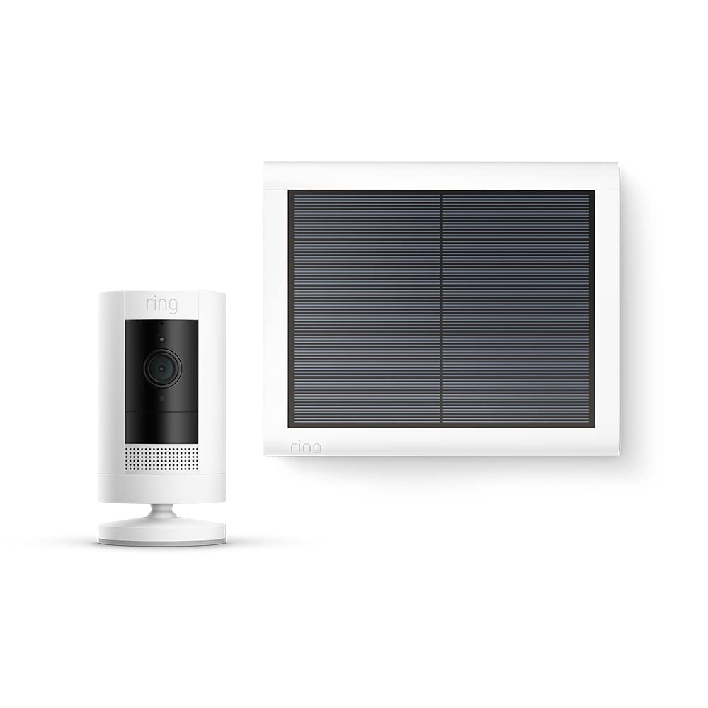 Ring Außenkamera Solar (Stick Up Cam) | Überwachungskamera aussen mit Solarpanel, 1080p-HD-Video, WLAN, witterungsbeständig, geeignet für Haus & Grundstück | 4 Kameras