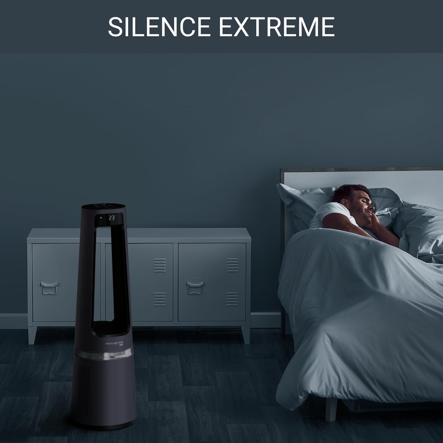 Rowenta QU5062 Eclipse Purificatore d'aria 3in1 | Termoventilatore | Ventilatore | filtra il 99,9% delle particelle | per ambienti fino a 30 m2 | riscaldamento rapido fino a 35°C | modalità automatica giorno/notte | Nero/Grigio
