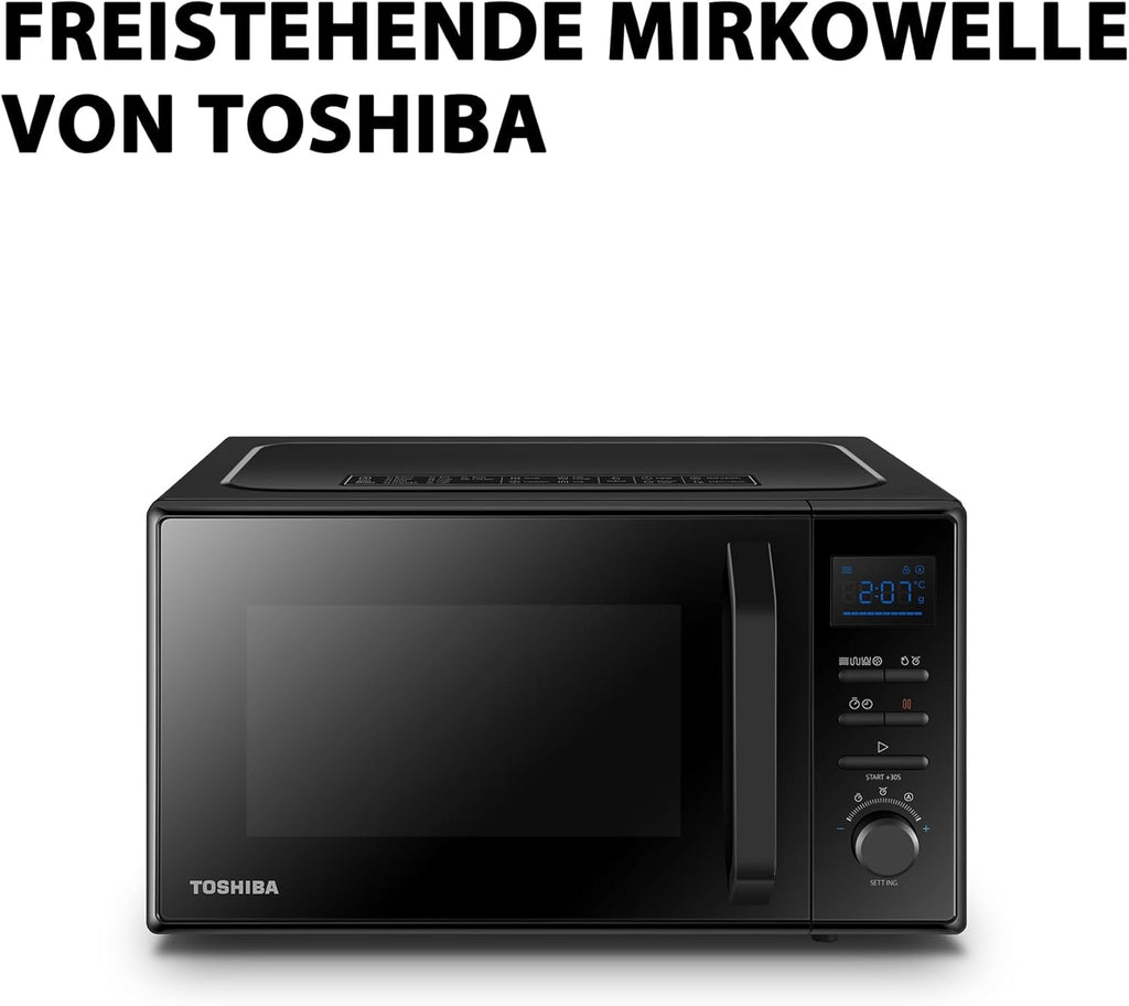 Forno a microonde a libera installazione Toshiba MW2-MM20PF(BK) / microonde singolo / 20L / 800W / 5 livelli di potenza con pratica funzione di scongelamento/illuminazione interna a LED/Nero