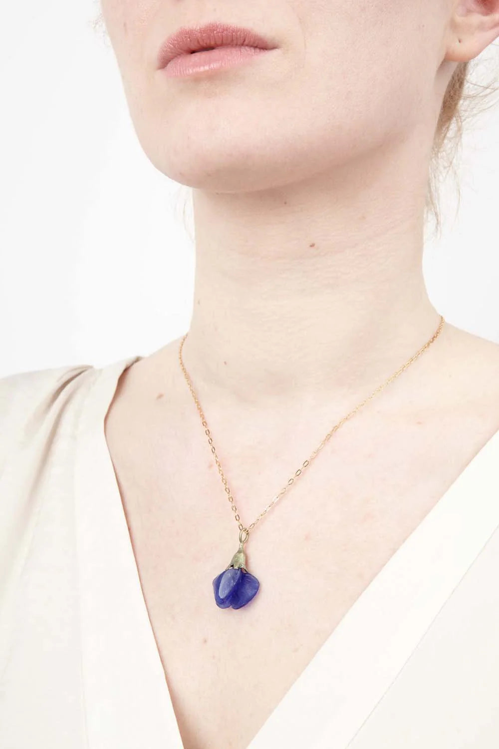 Falscher Indigo - Kette mit Glasanhnger
