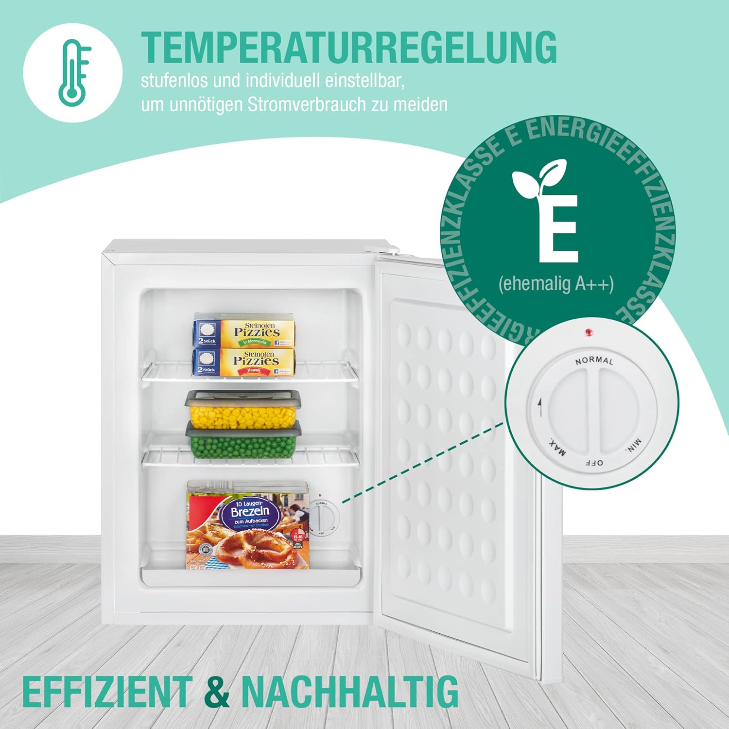 Bomann Congelatore piccolo con capacità netta di 42L | Mini congelatore con 2 ripiani a griglia rimovibili | Congelatore con cerniera della porta reversibile e controllo continuo della temperatura | GB 7236 nero