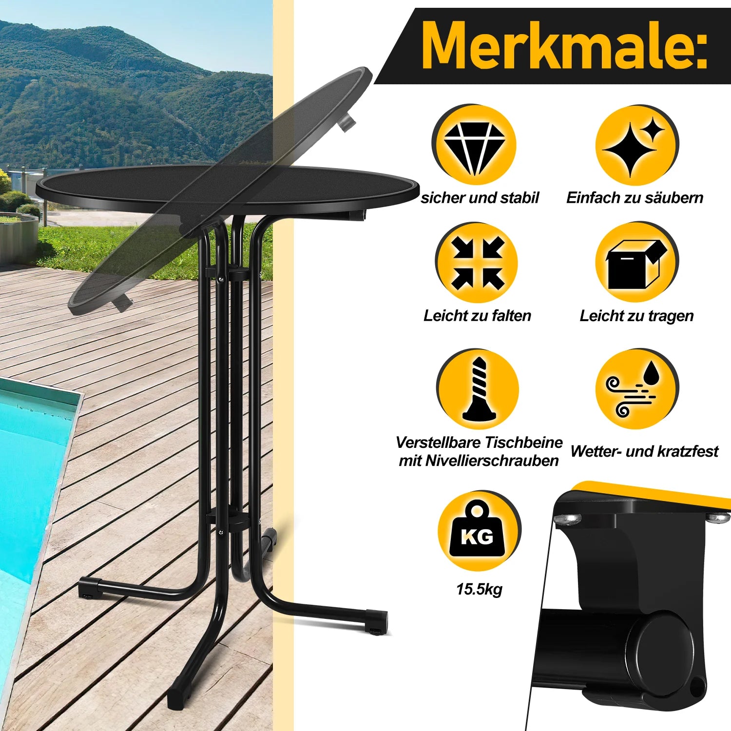 Sonnewelt Stehtisch klappbar 80cm mit Husse