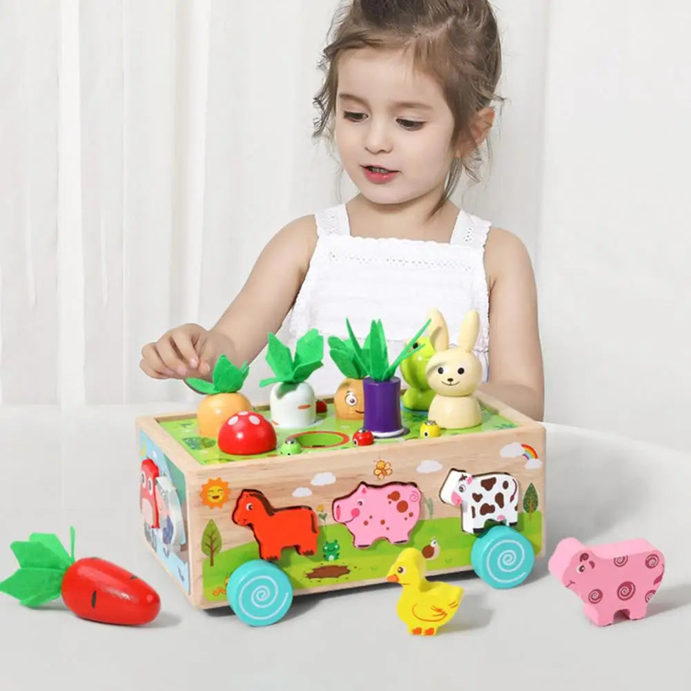 Woods - Divertimento con le forme nel carretto - Puzzle di animali e verdure