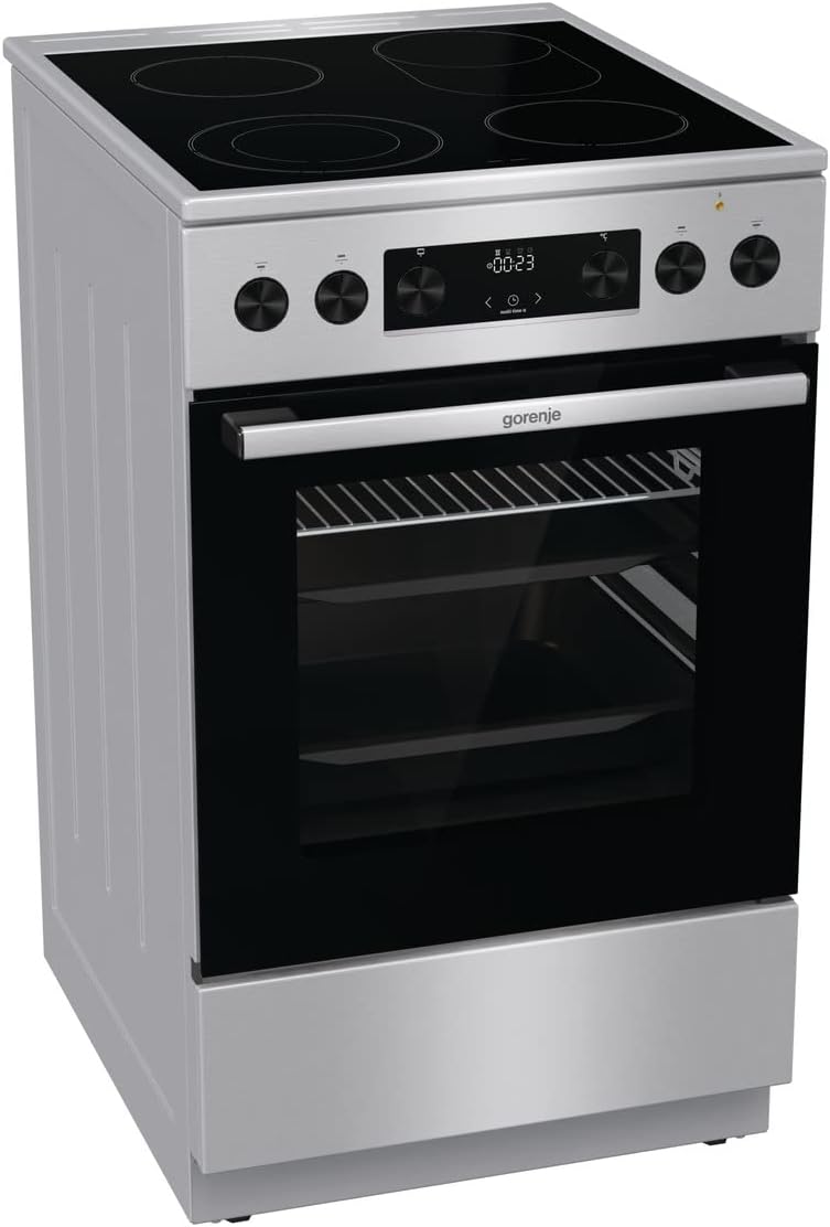 Gorenje GECS5C70XPA Forno elettrico con piano cottura in vetroceramica / 50 cm / 70 litri / GentleClose / Riscaldamento rapido / AirFry / ExtraSteam / Modalità pizza 300°C / Guide telescopiche / AquaClean / Zona arrosto / nero