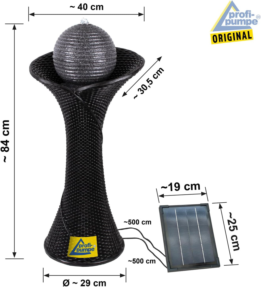 Fontana Solare da Giardino, Fontana a Cascata Classica per Giardino, Luci da Giardino, Pompa per Laghetto per Terrazza, Balcone, Modello Migliorato con Funzione di Avvio Istantaneo della Pompa