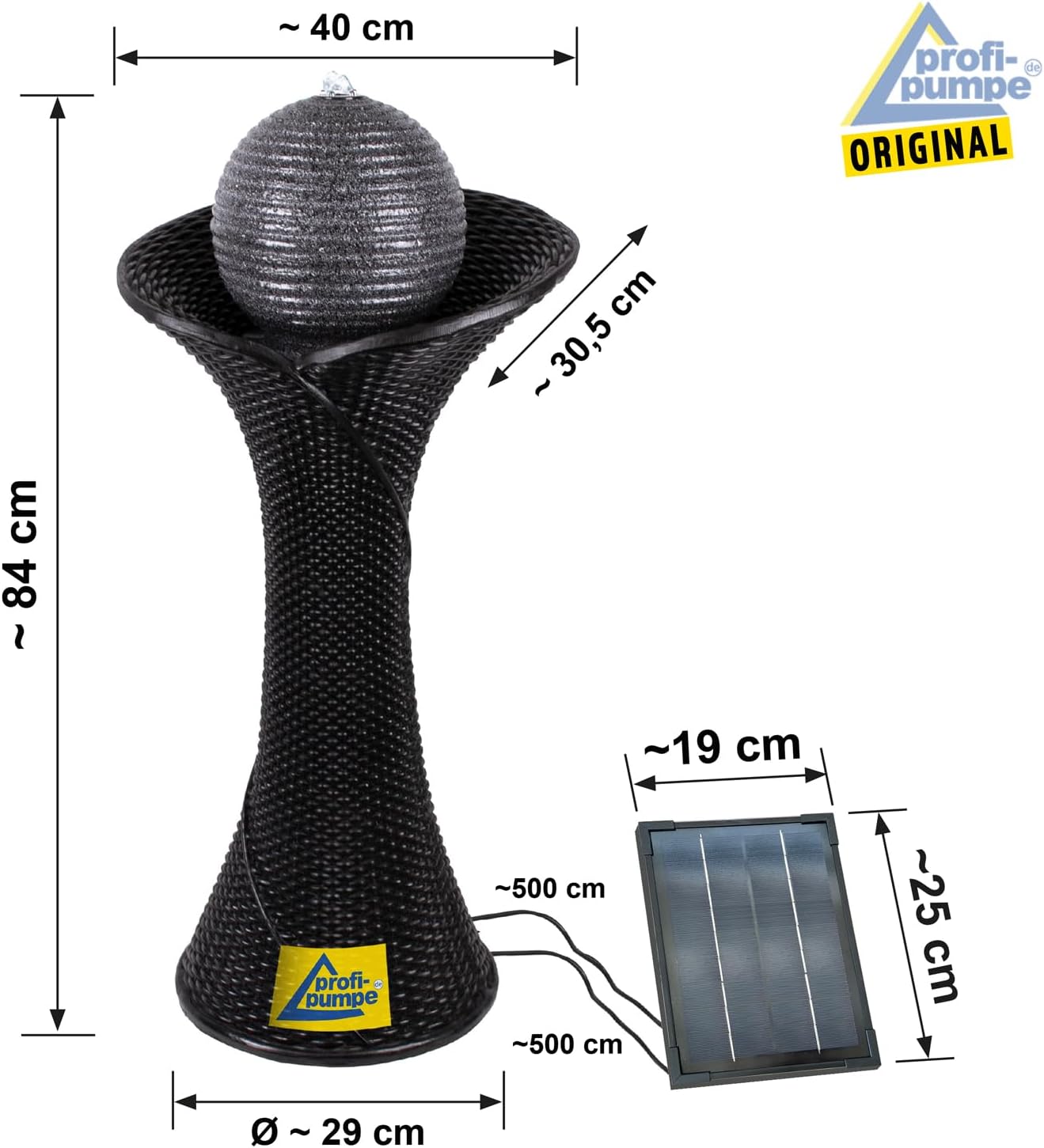 Fontana Solare da Giardino, Fontana a Cascata Classica per Giardino, Luci da Giardino, Pompa per Laghetto per Terrazza, Balcone, Modello Migliorato con Funzione di Avvio Istantaneo della Pompa