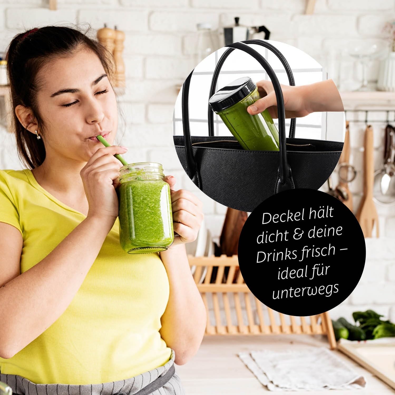 GOURMETmaxx Frullatore per Smoothie e Frullatore a Immersione Set da 18 pezzi - 400W | Frullatore Elettrico da 750ml, Mixer con 4 Bicchiere To-Go, 2 Lame, Spremiagrumi, Piedistallo e Coperchio | Lavabile in Lavastoviglie, a Prova di Perdite e Senza BPA