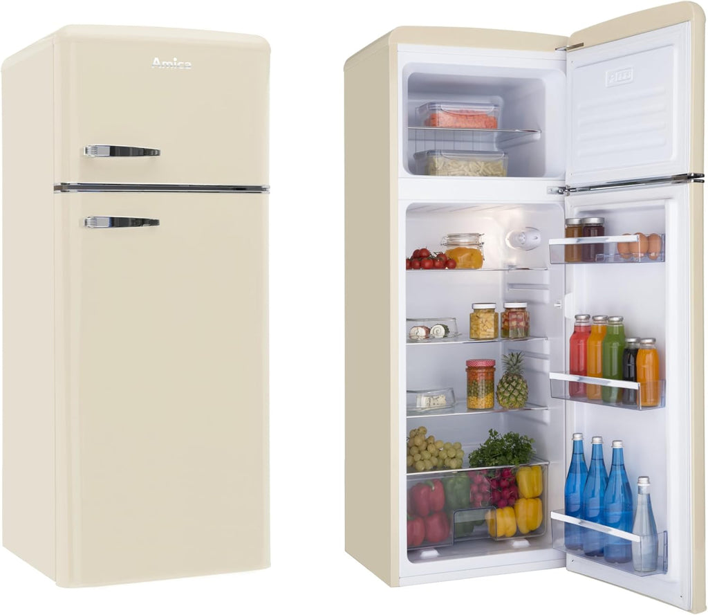 Amica KGC 15632 T Frigorifero con congelatore Retro / Ice Blue (Turchese) / 144 cm (A) x 55 cm (L) x 62 cm (P) / Design retrò / Frigorifero con congelatore