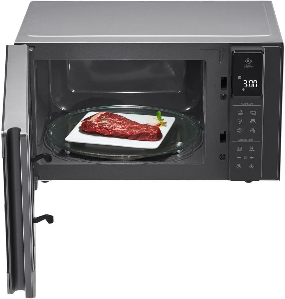 LG MS2595CIS Forno a microonde con tecnologia Smart Inverter, capacità 25 litri, 1000 W, programmi automatici, livelli di potenza regolabili e funzione EasyClean, argento