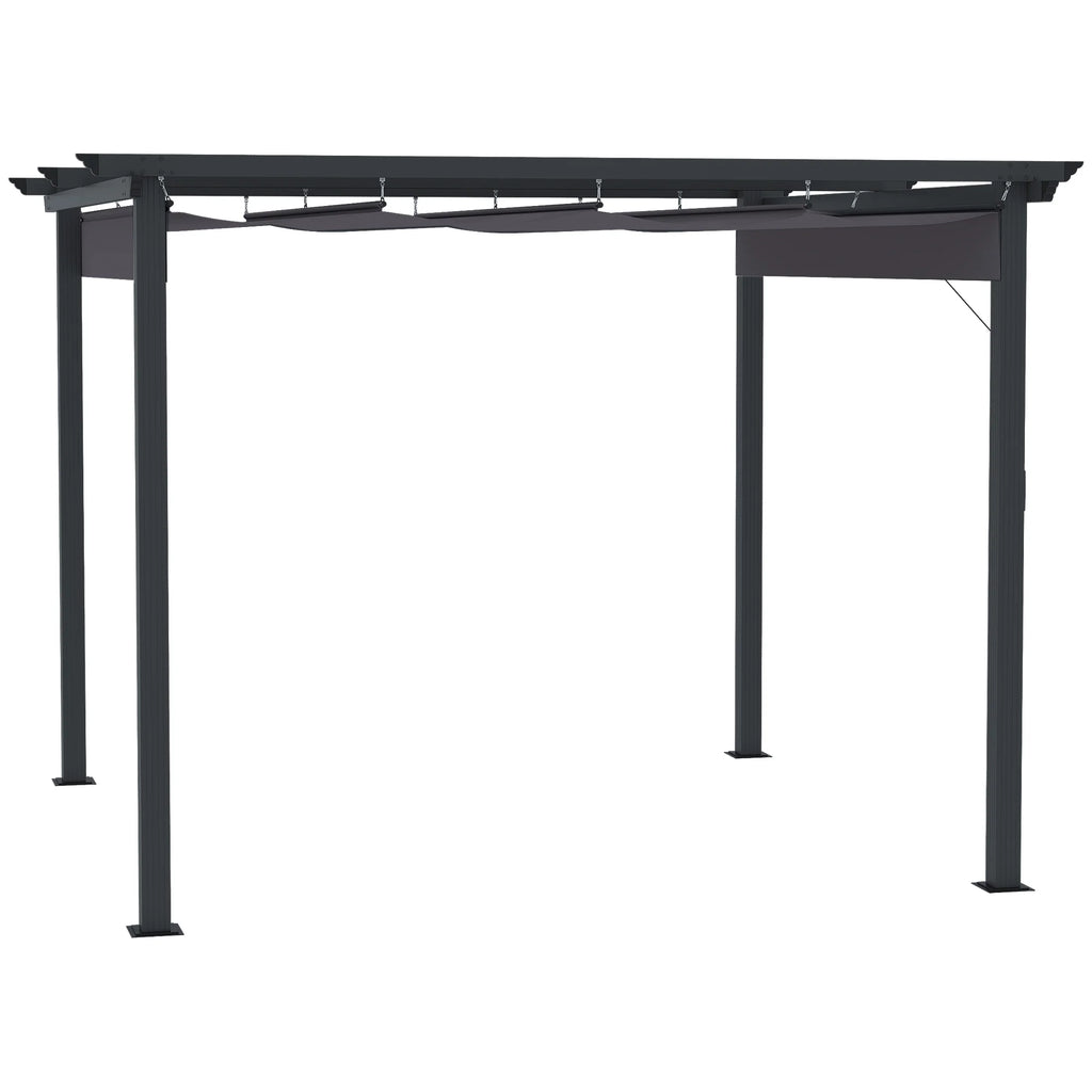Outsunny Pergola 2,95x2,95 m mit Schiebedach Grau