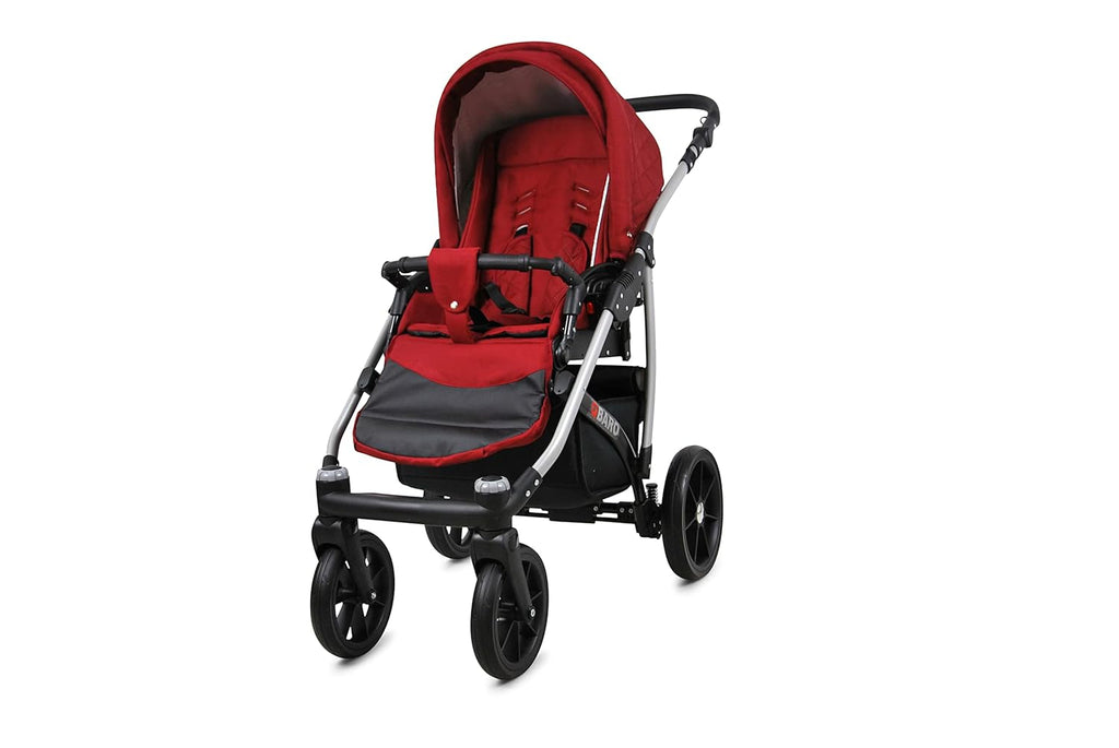 BabyLux® Bambimo Kinderwagen Set 3 in 1 - Qbaro - incl. Babywanne, Buggy Sportsitz, Auto-Babyschale - Autositz - Kinderwagenset - Kombikinderwagen mit Wickeltasche, Regenschutz usw.