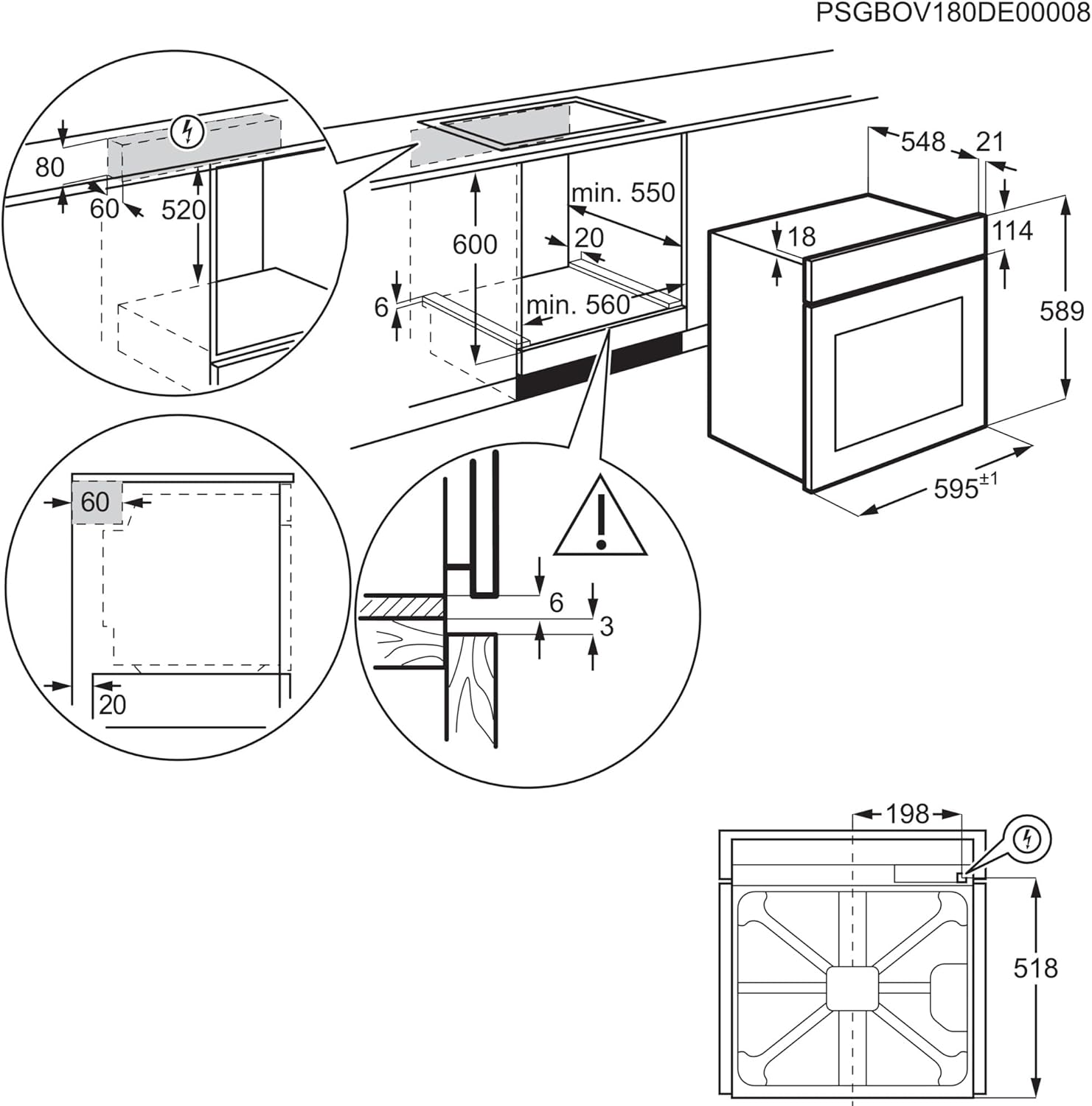 AEG Forno da incasso – Serie 5 AirFry: Risultati di cottura uniformi su 3 livelli – Pulizia Pirolitica – 25 Programmi automatici – Display touch LED – Riscaldamento rapido – Nero – BPE53516AB