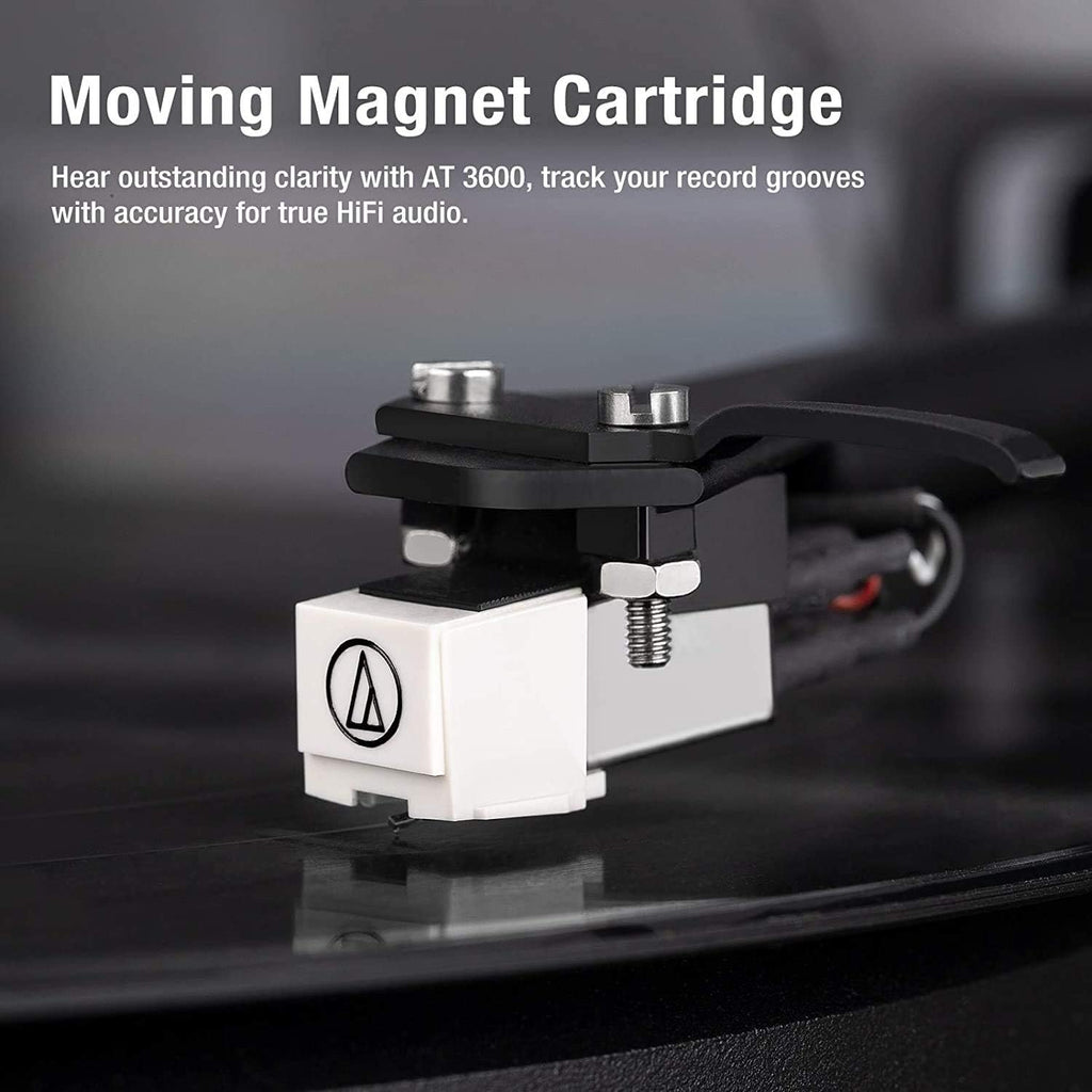 1 by ONE Plattenspieler mit Integrierten Lautsprechern Bluetooth 33/45 U/min Riemenantrieb MM Vinyl Record Player mit Auto-Stopp Funktion Phono-Vorverstrker