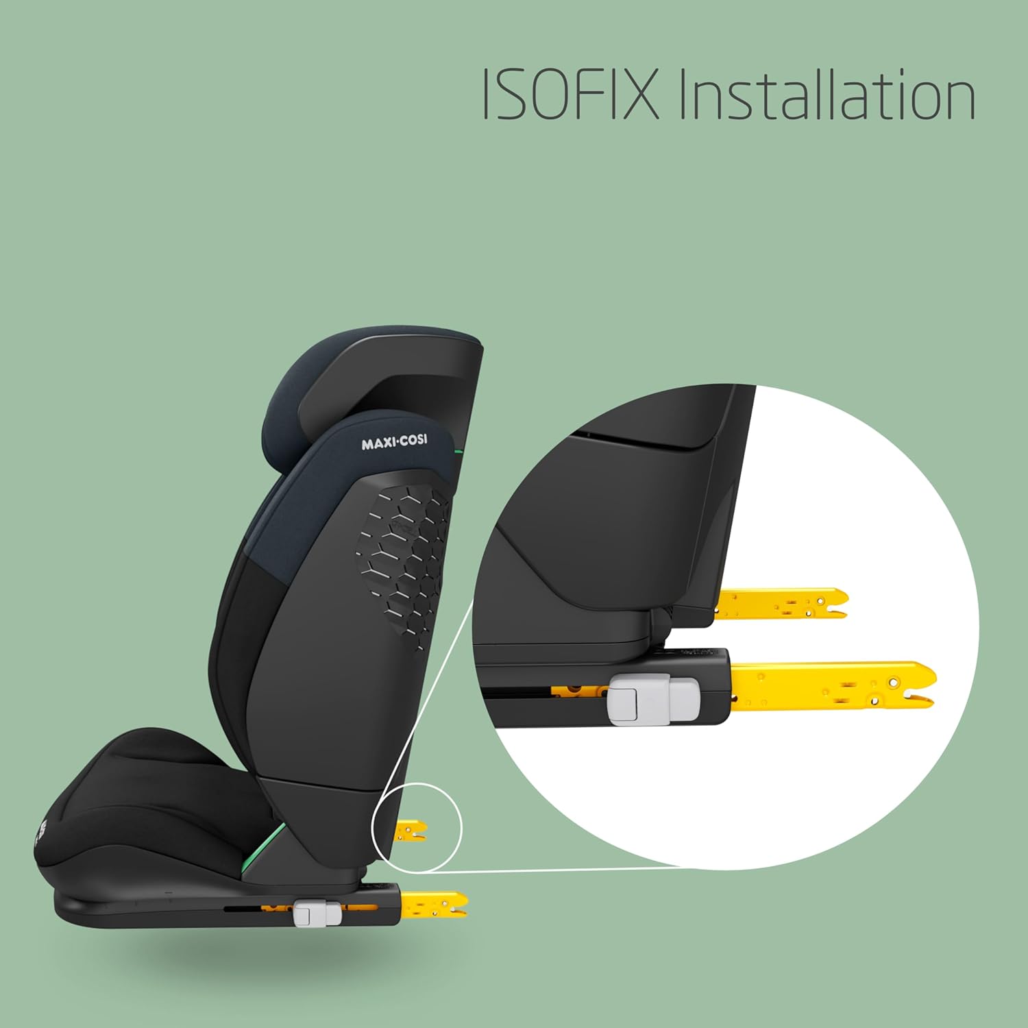 Maxi-Cosi RodiFix S i-Size Kindersitz, 100–150 cm, 3,5–12 Jahre, Autositz Kinder, 3 Liegepositionen, Verstellbare Höhe/Breite, G-CELL Side Impact Protection, AirProtect-Sicherheitskissen, Basic Black