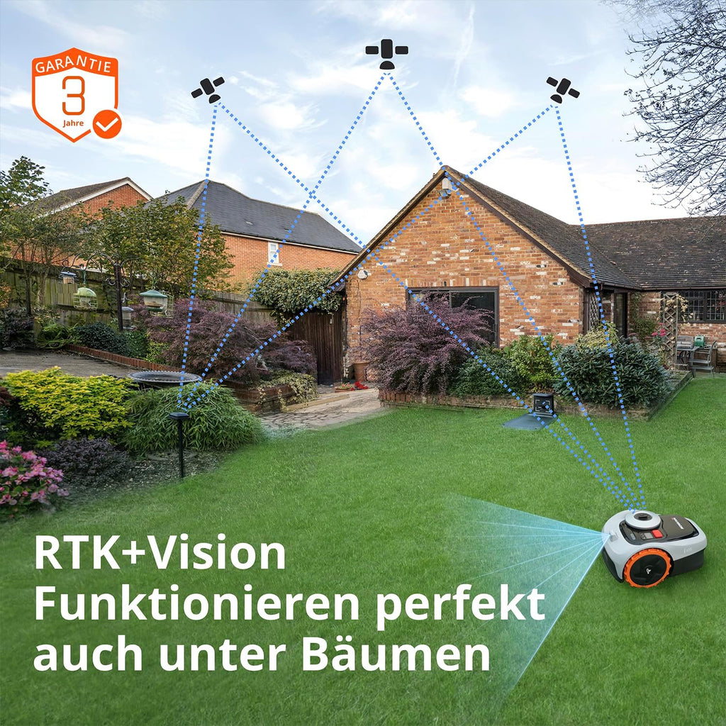 Navimow i105E Mhroboter ohne Begrenzungskabel 500 m, RTK+Vision Rasenmher Roboter, KI Automatische Kartierung, Virtuelle Begrenzung, Mehrzonen-Management