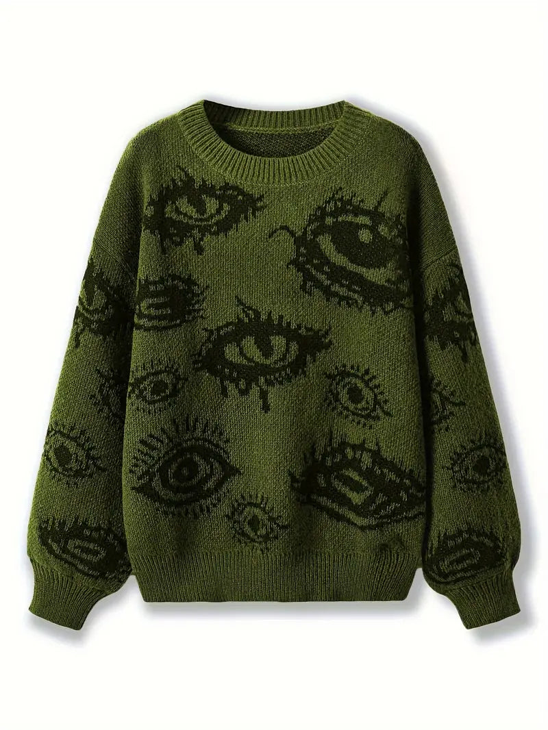 Stasha - Rundhals-Pullover mit Augen-Muster