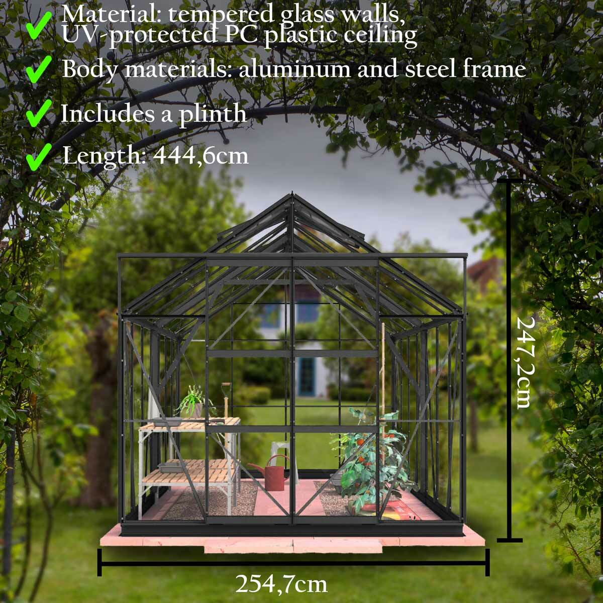Lykke Gewchshaus Hybrid 11,3m2, schwarz