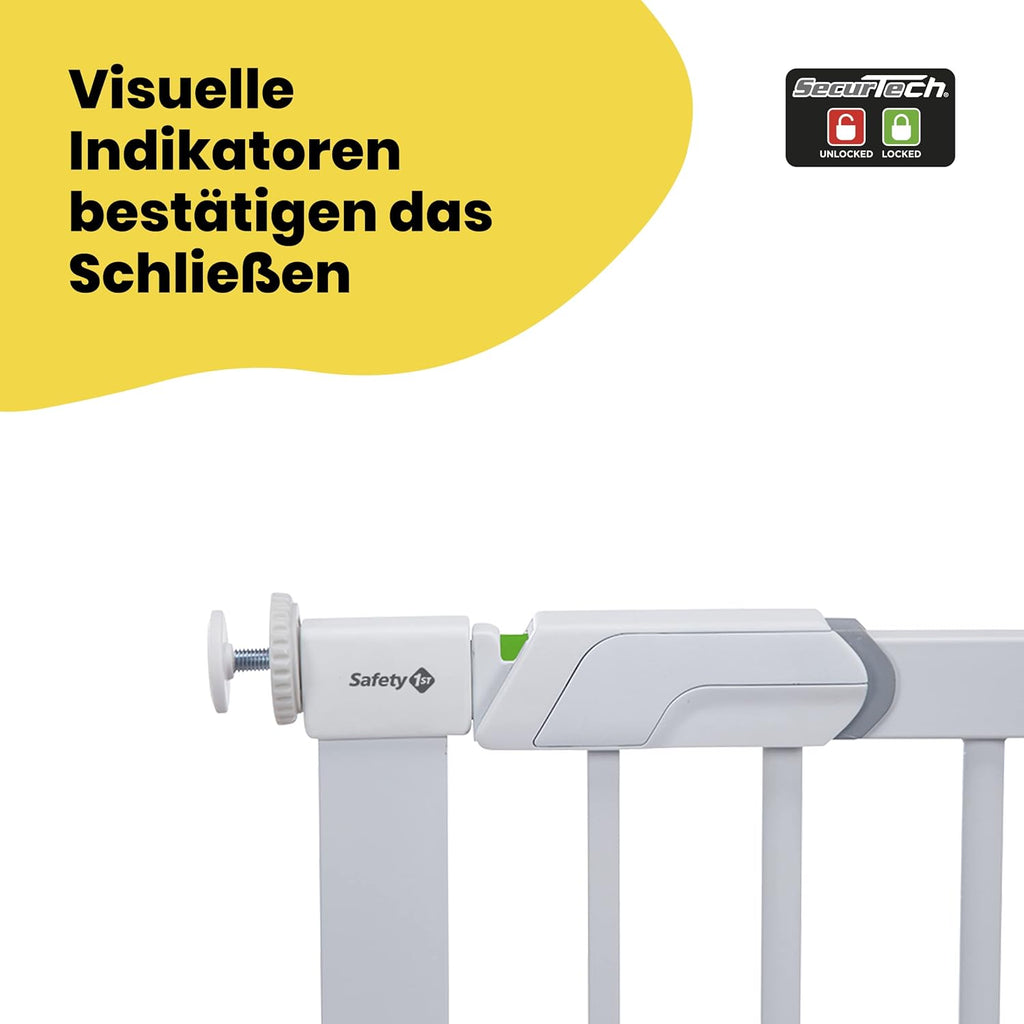 Safety 1st Easy Close Extra Tall, extra hohes (91 cm) Sicherheitsgitter aus Metall, druckfest, ideal für Kinder und Haustiere, mit einer Breite, die sich von 73 auf 80 cm ausdehnen lsst, wei