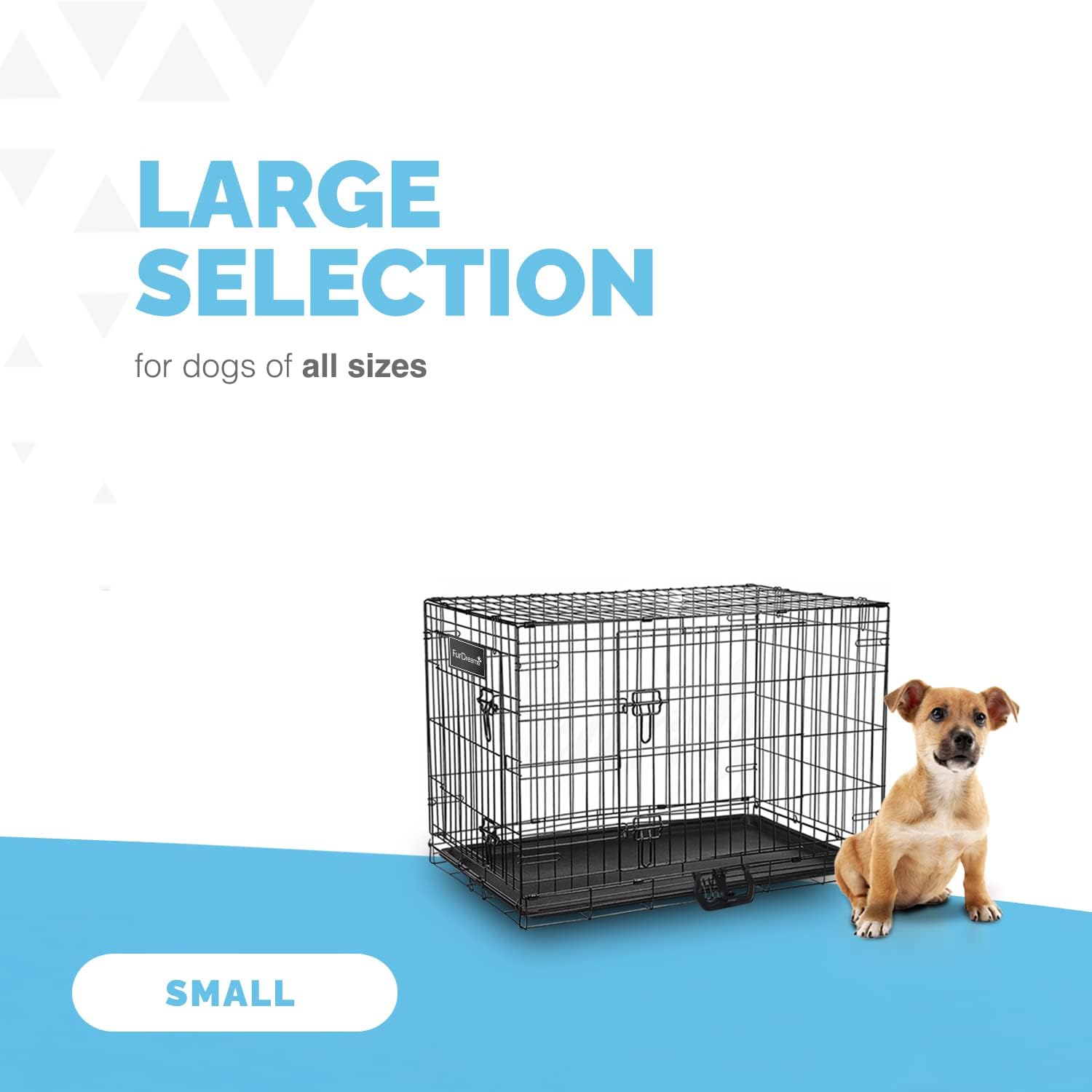 Gabbia per cani (76 cm) – Gabbia per animali domestici in metallo nero con 2 porte (anteriore e laterale) con base in plastica resistente ai morsi e maniglia per il trasporto, robusta box, perfetta per l'addestramento dei cuccioli (media)