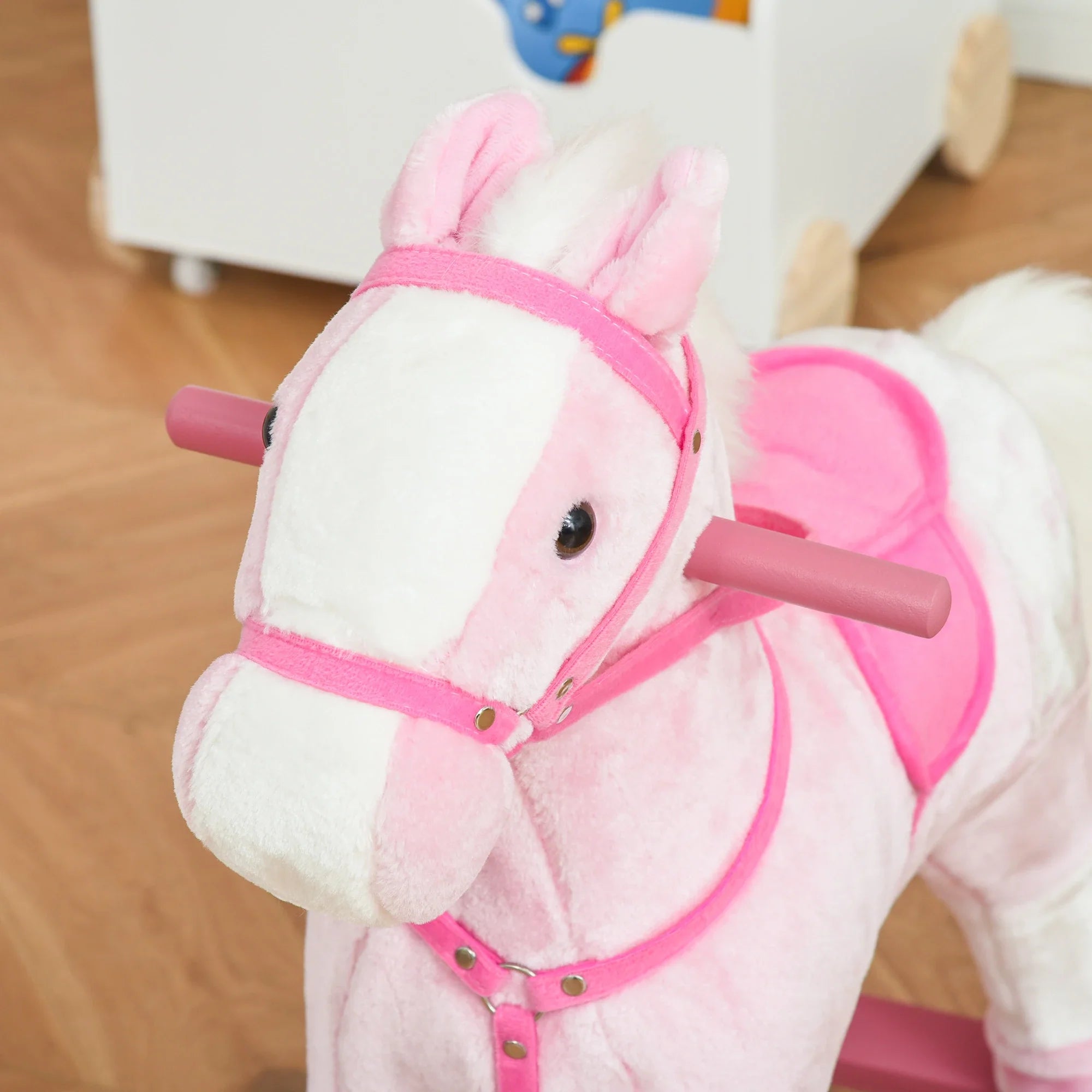 HOMCOM Cavallo a dondolo con suono, rosa