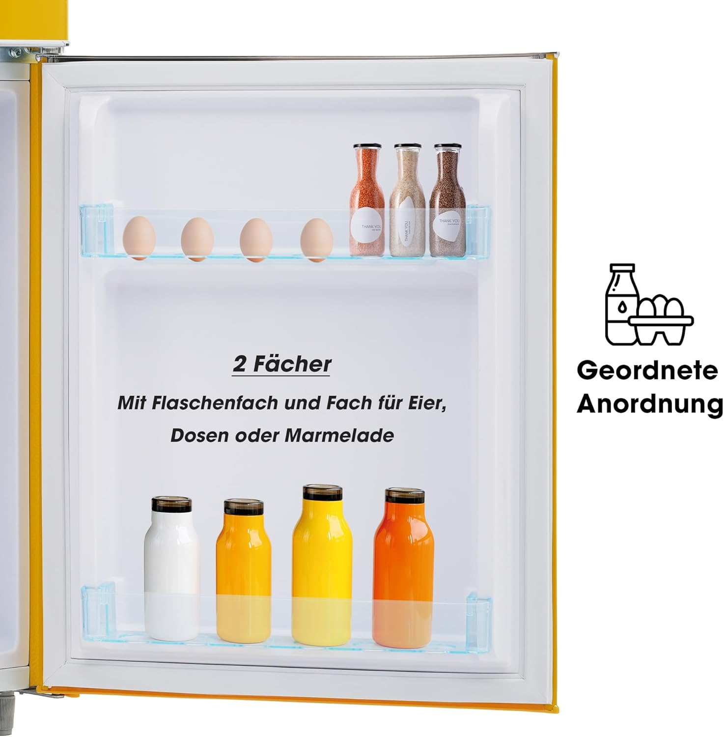 Merax Frigorifero con Congelatore, Frigorifero Combinato, Piccolo Frigorifero con 51L e Congelatore 21L, Silenzioso, LED, Ripiani in Vetro, Cassetto Verdura, Balconcini, per Cucina, Soggiorno, Ufficio, Nero