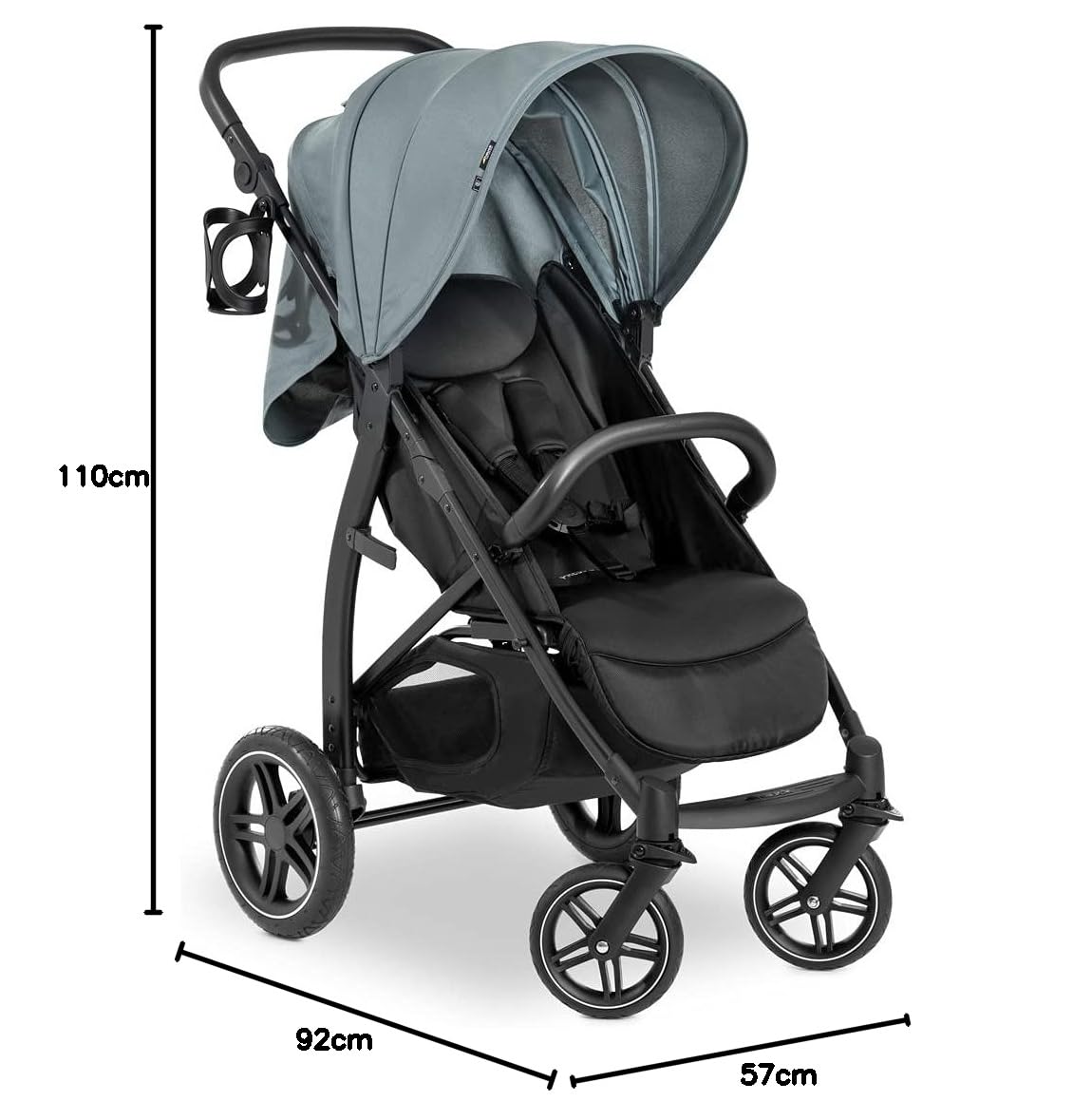 hauck Buggy Rapid 4D per bambini dalla nascita fino a 22 kg con funzione reclinabile, pneumatici in gomma, portabevande, UPF 50+, compatto, cestino XL fino a 3 kg (Jungle Green)