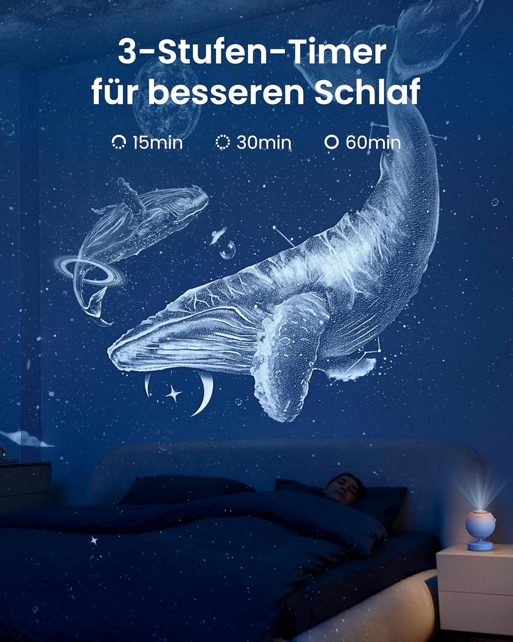 POCOCO Healing Vibes Geschenkbox, Sternenhimmel Projektor Kinder und Erwachsene, Sternenprojektor, Planetarium als Geschenk, Dekoration, Einschlafhilfe und Entspannung - mit 10 Scheiben und Spieluhr