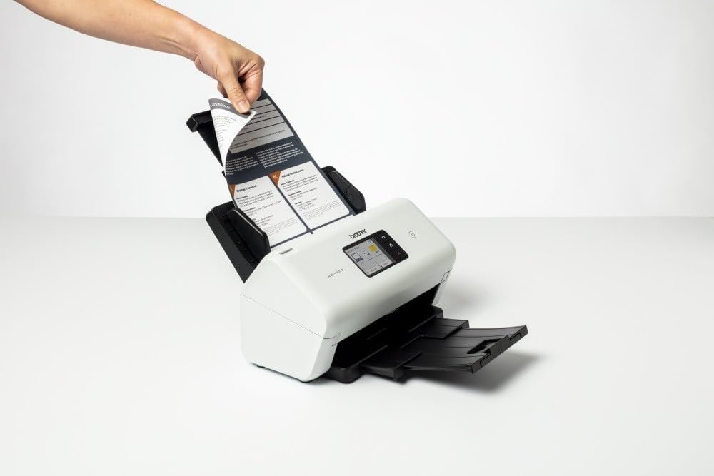 Brother ADS-4500W, scanner di documenti flessibile con USB, LAN e WLAN, scansione fronte/retro, touchscreen, ADS4500WRE1, bianco