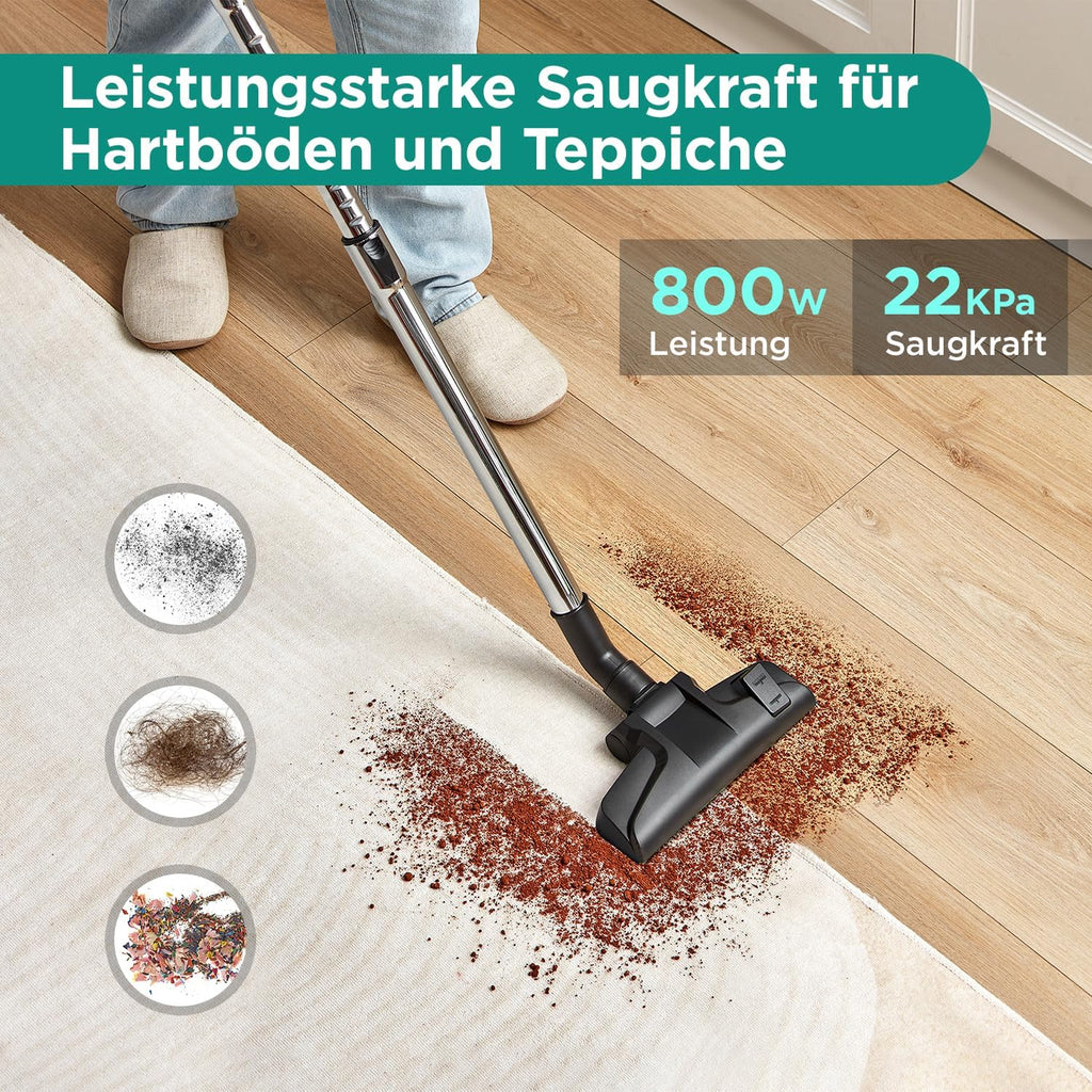 Eureka WhirlWind Staubsauger Beutellos, Leistungsstark, Kompakt und Leicht, für Hartbden und Teppich, HEPA-Filter, 8m Aktionsradius, 700W, 1,5L, Blau