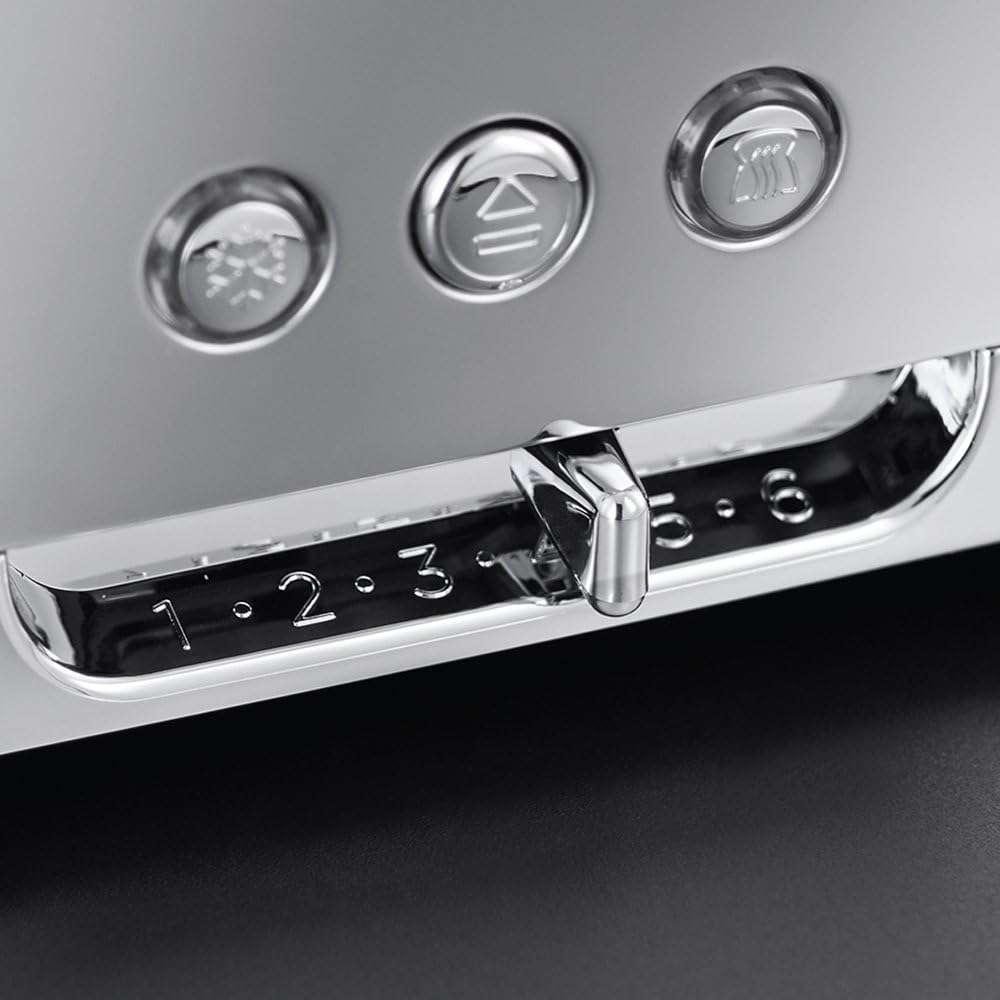 Russell Hobbs Tostapane [per 2 fette] Luna Acciaio Inossidabile Rame (fessure extra large, include supporto per panini, 6 livelli di doratura + funzione scongelamento e riscaldamento, 1550W) 24290-56