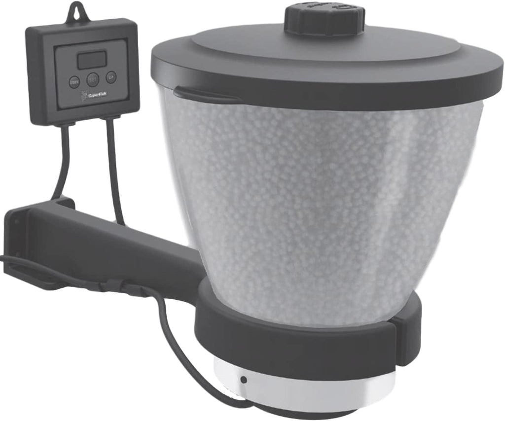 Futterautomat Koi Pro Fish Feeder - inkl. 1kg Koifutter Sui JIN Ginger Grow - Teich Fischfutterautomat, Koi, Koiteich, Fische, Koifutter (7 Liter)