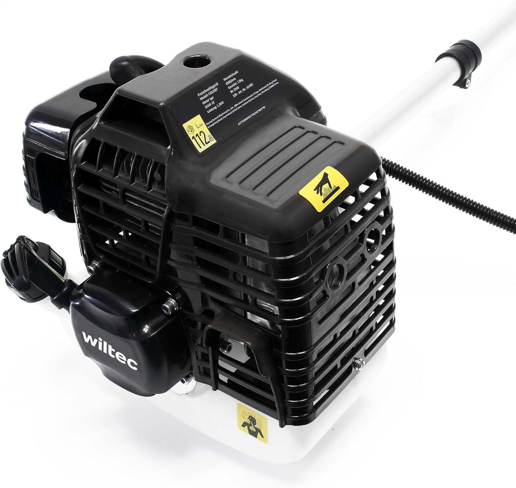 Wiltec 2in1 Benzin Rasentrimmer 1,76PS 1,3kW, Rasenschneider mit Motorsense und Freischneider, Rasenkantenschneider mit 225 mm Schnittlänge