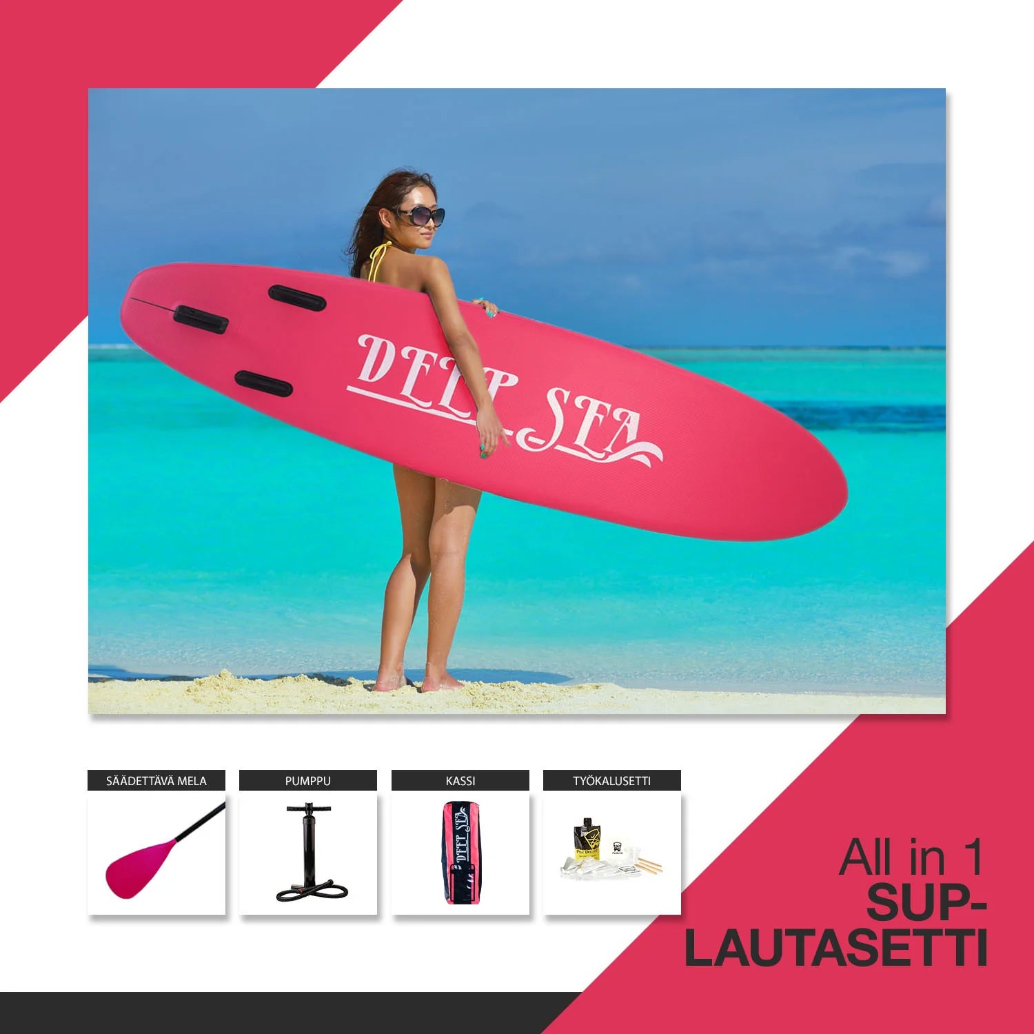 Set Stand Up Paddle Deep Sea Standard (275cm), rosa