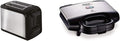 Tefal Express TT410D 2-Scheiben-Toaster, Schwarz, Edelstahl, 2 Scheiben, 850 W, 160 mm & Ultracompact Sandwichmaker SM1552 | für dreieckige Sandwichtoasts | 700W | 26.5 x 12 x 26 cm, Edelstahl/Schwarz