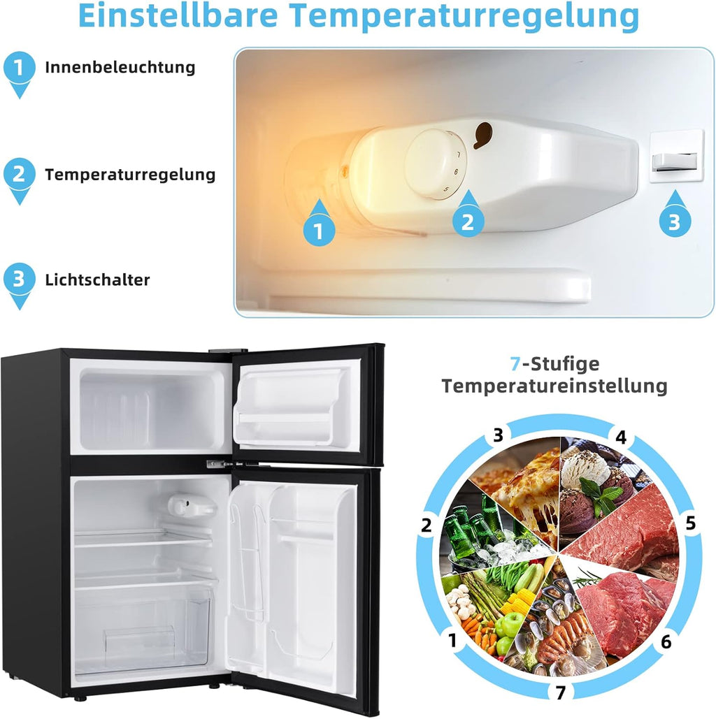 COSTWAY Frigorifero 90L con Congelatore 27L Combinato Frigo-Congelatore Verticale Congelatore Mini Frigo (bianco)