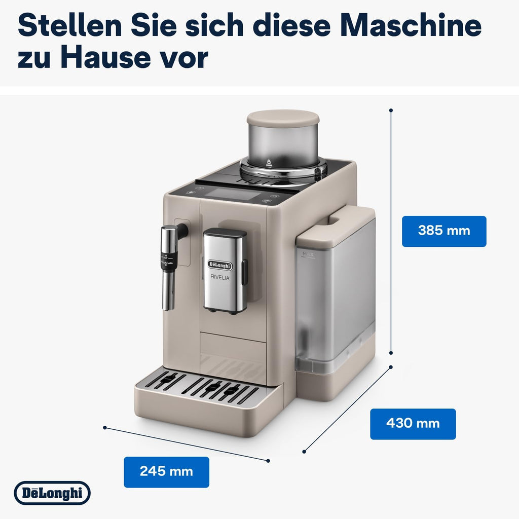 De'Longhi Rivelia EXAM440.55.W Macchina da Caffè Automatica con Sistema LatteCrema, Contenitore chicchi intercambiabile, 16 bevande caffè e latte con un solo tocco, Funzione Extra Shot, Display Touch da 3,5 pollici, Bianco